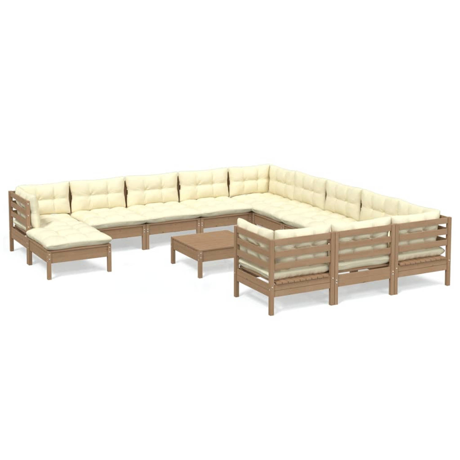 The Living Store Houten Tuinmeubelset - Loungeset - 63.5 x 63.5 x 62.5 cm - Honingbruin - Massief grenenhout