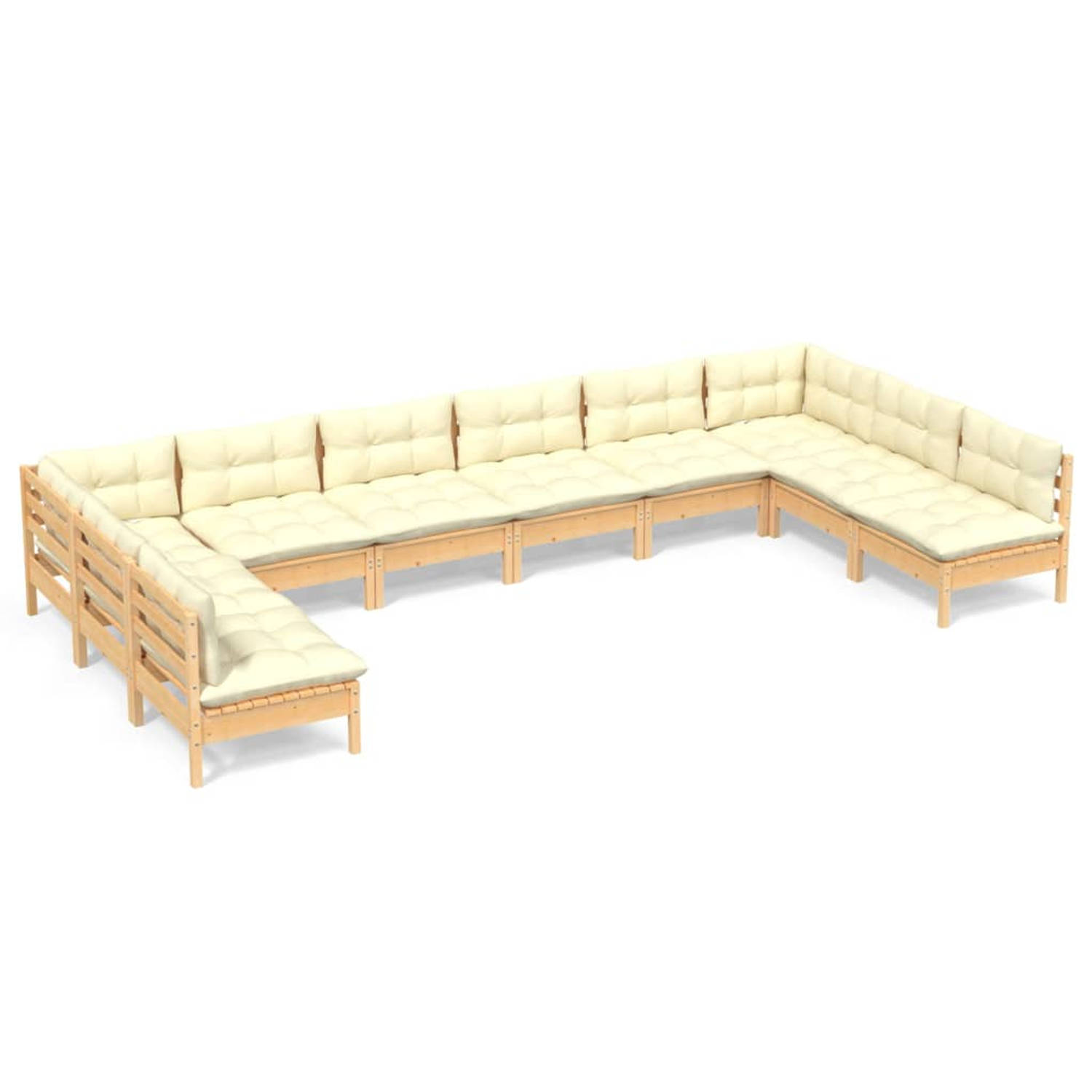 The Living Store Tuinset - Lounge - Hout - Hoekbank 63.5 x 63.5 x 62.5 cm - Crème