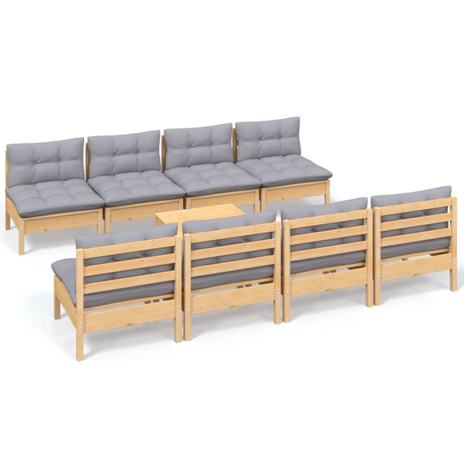 The Living Store Loungeset - Tuinmeubelen - 63.5 x 63.5 cm - Grenenhout