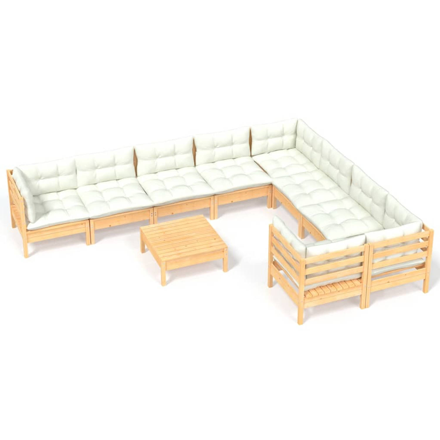 The Living Store loungeset 1 - Tuinmeubelset - 63.5 x 63.5 cm - Massief grenenhout