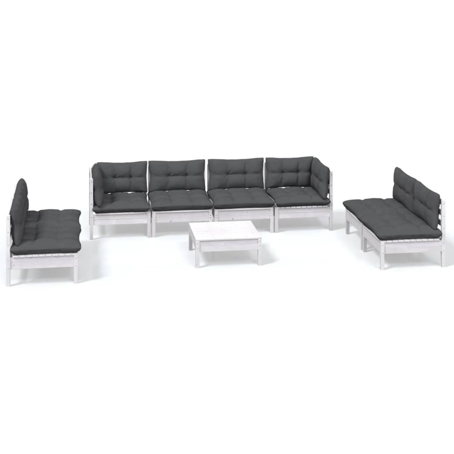 The Living Store Loungeset Grenenhout Antraciet 63.5x63.5x62.5 - Modulair