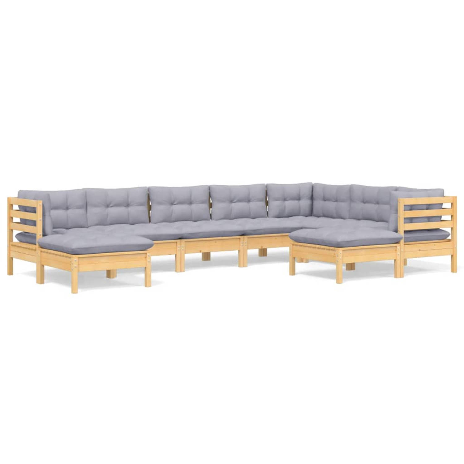 The Living Store Loungebank Grenenhout - Grijs - 63.5 x 63.5 cm - Montage vereist