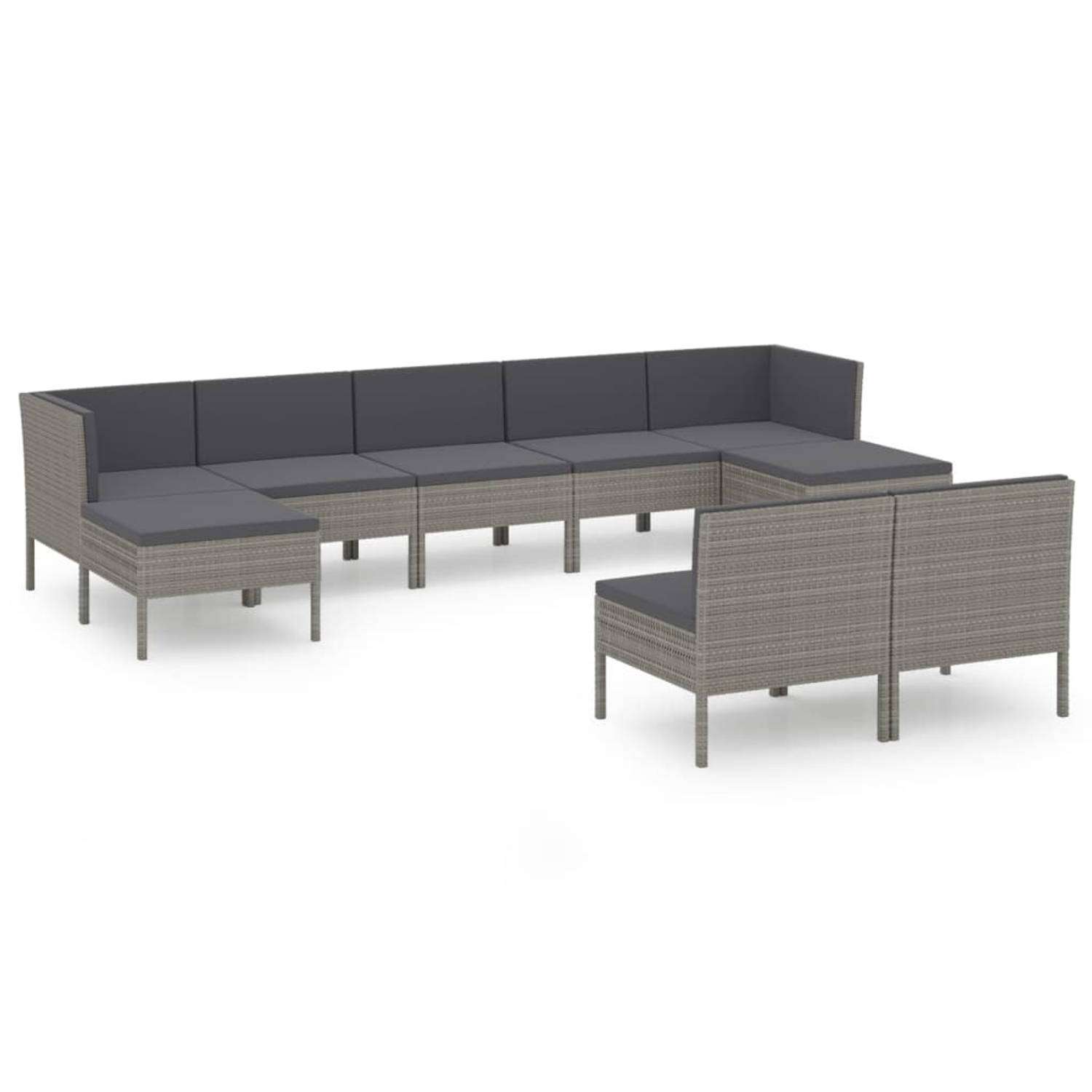 The Living Store Loungeset Tuinmeubelen - 57x69x69 cm - Grijs PE-rattan