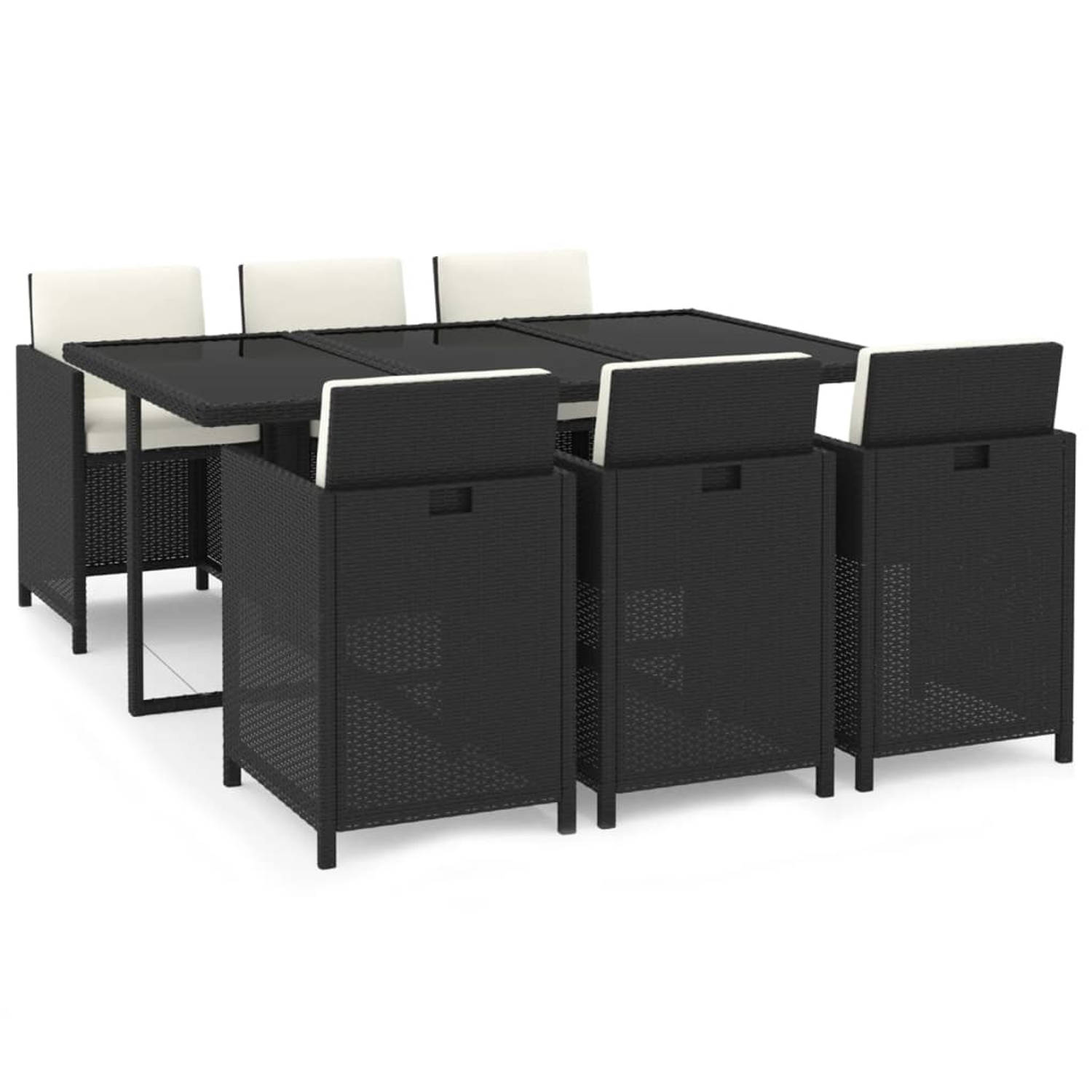 The Living Store Lounge dining set - Zwart - 163 x 107 x 74 cm - Weerbestendig