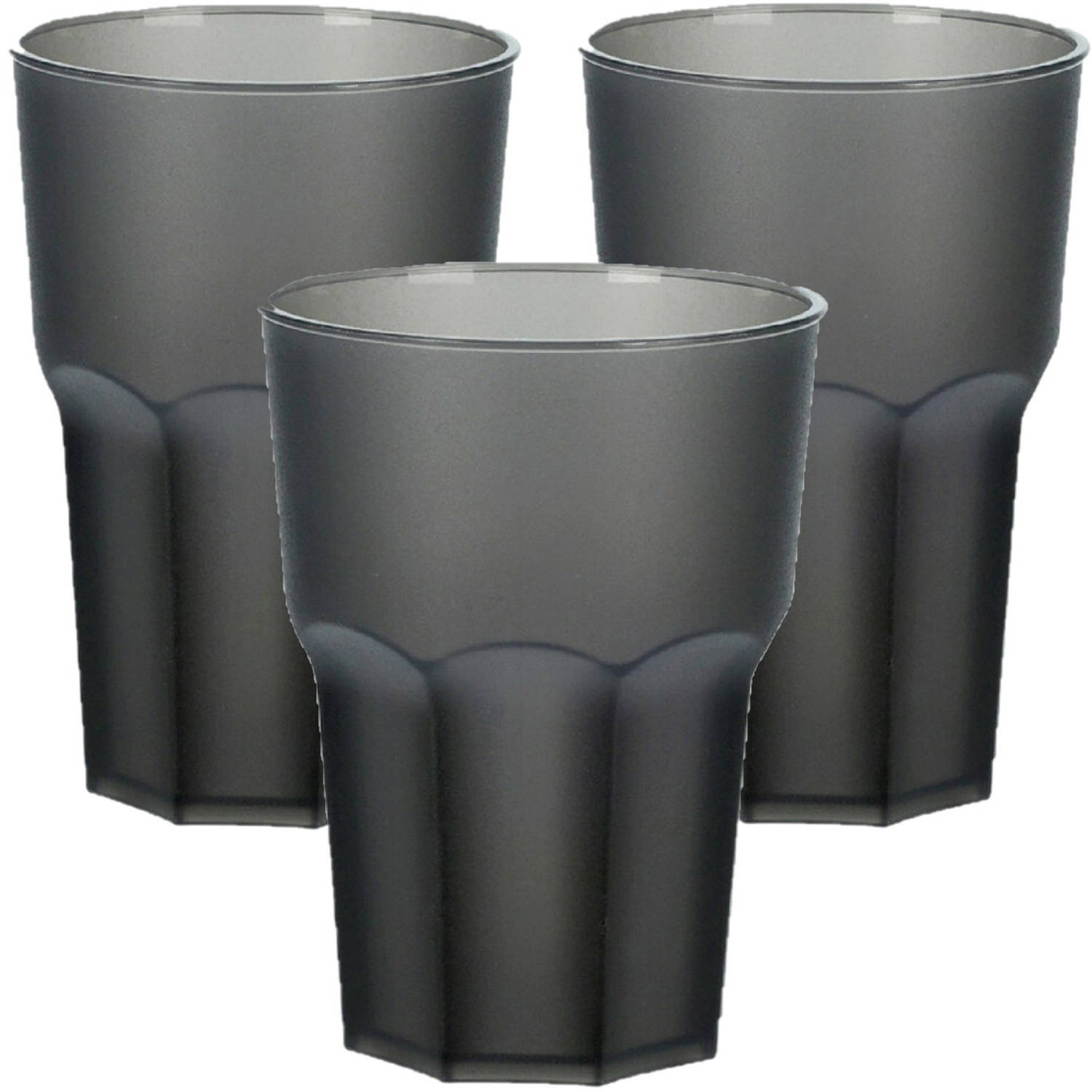 Limonade/drinkbeker kunststof - 4x - zwart - 480 ml - 12 x 9 cm - Bekers