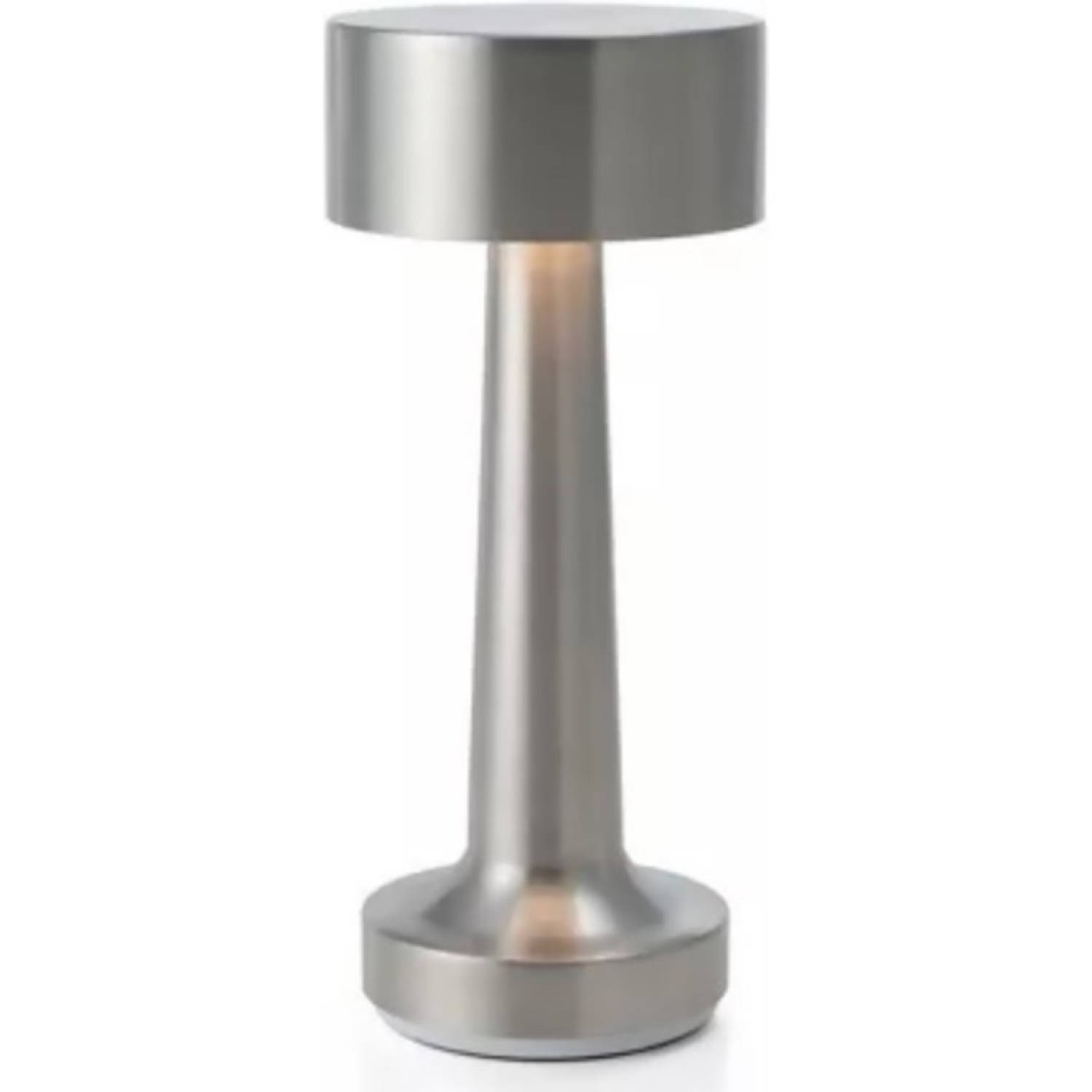 Goliving tafellamp op batterijen Oplaadbaar en dimbaar Moderne touch lamp zilver Nachtlamp draadloos