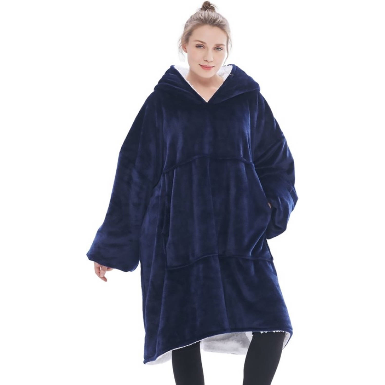 Goliving fleece deken met mouwen Hoodie deken Plaid hoodie Voor volwassenen Fleece cape Groot 1000G 