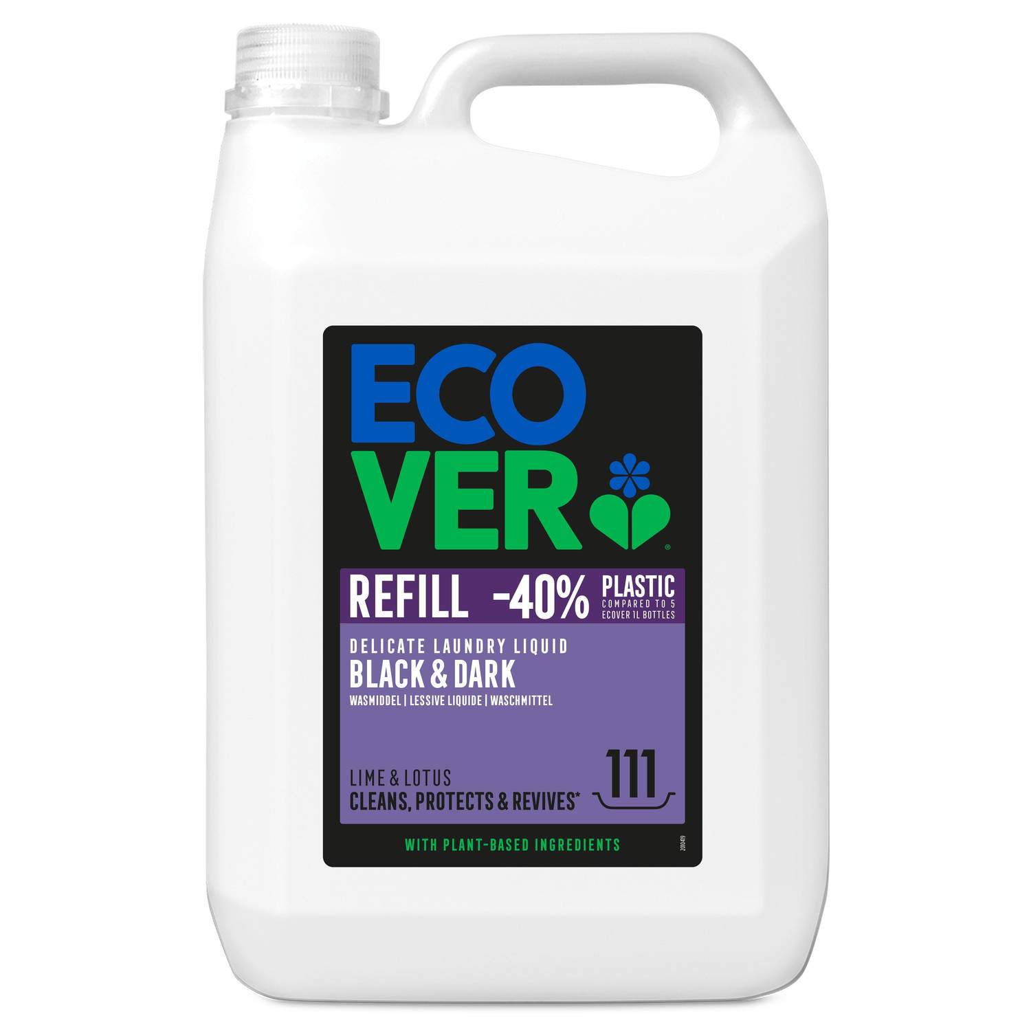 Ecover Ecologisch Wasmiddel Zwart & Donker - Vloeibaar Wasmiddel - Limoen & Lotus - Hernieuwt donkere kleuren - 5 L