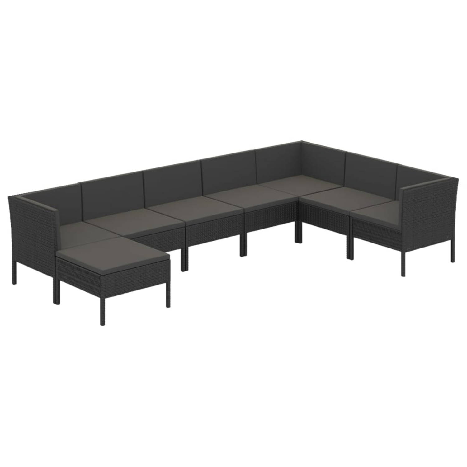 The Living Store Loungeset Tuinmeubelen - PE-rattan - Zwart - 57x69x69 cm - Gemakkelijk te onderhouden