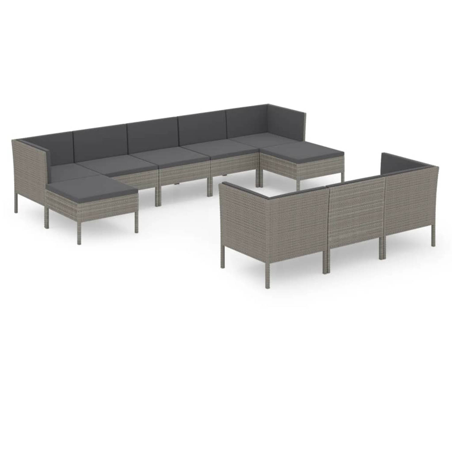 The Living Store Loungeset Tuinmeubelset - 57x69x69cm - Grijs - PE-rattan