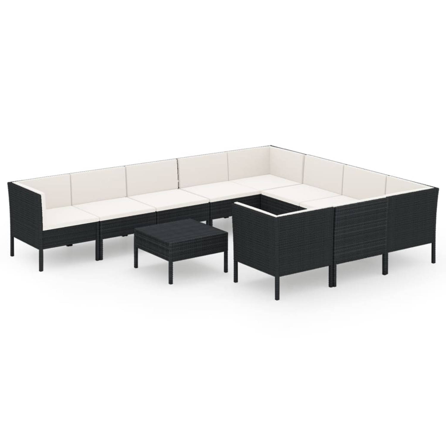 The Living Store - Lounge set - Tuinmeubelen - 57x69x69 cm - Zwart - crèmewit