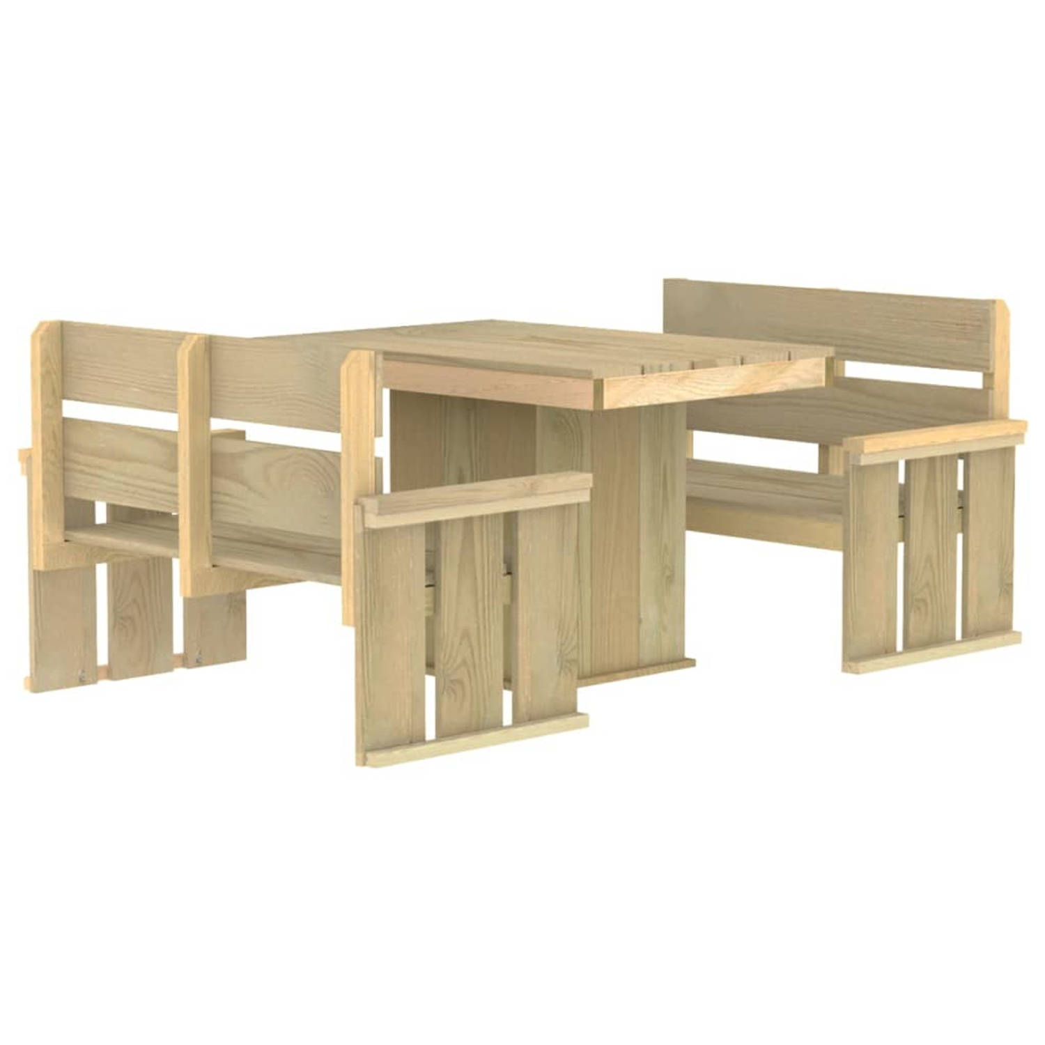 The Living Store houten tuinset - tafel 110x75x74cm - bank 121x53x85cm