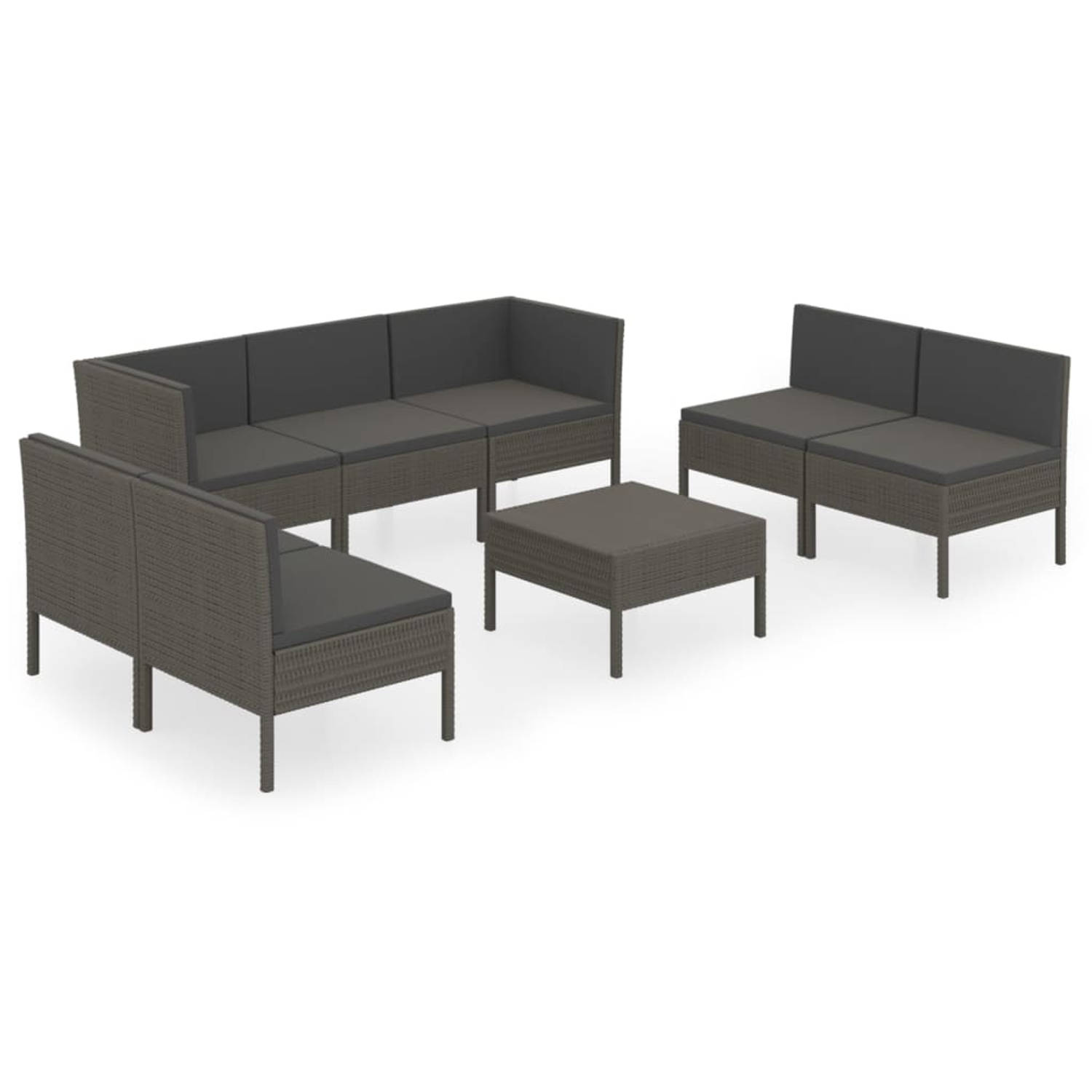 The Living Store Lounge set - PE-rattan - Grijs - 60 x 60 x 35 cm - Inclusief kussens