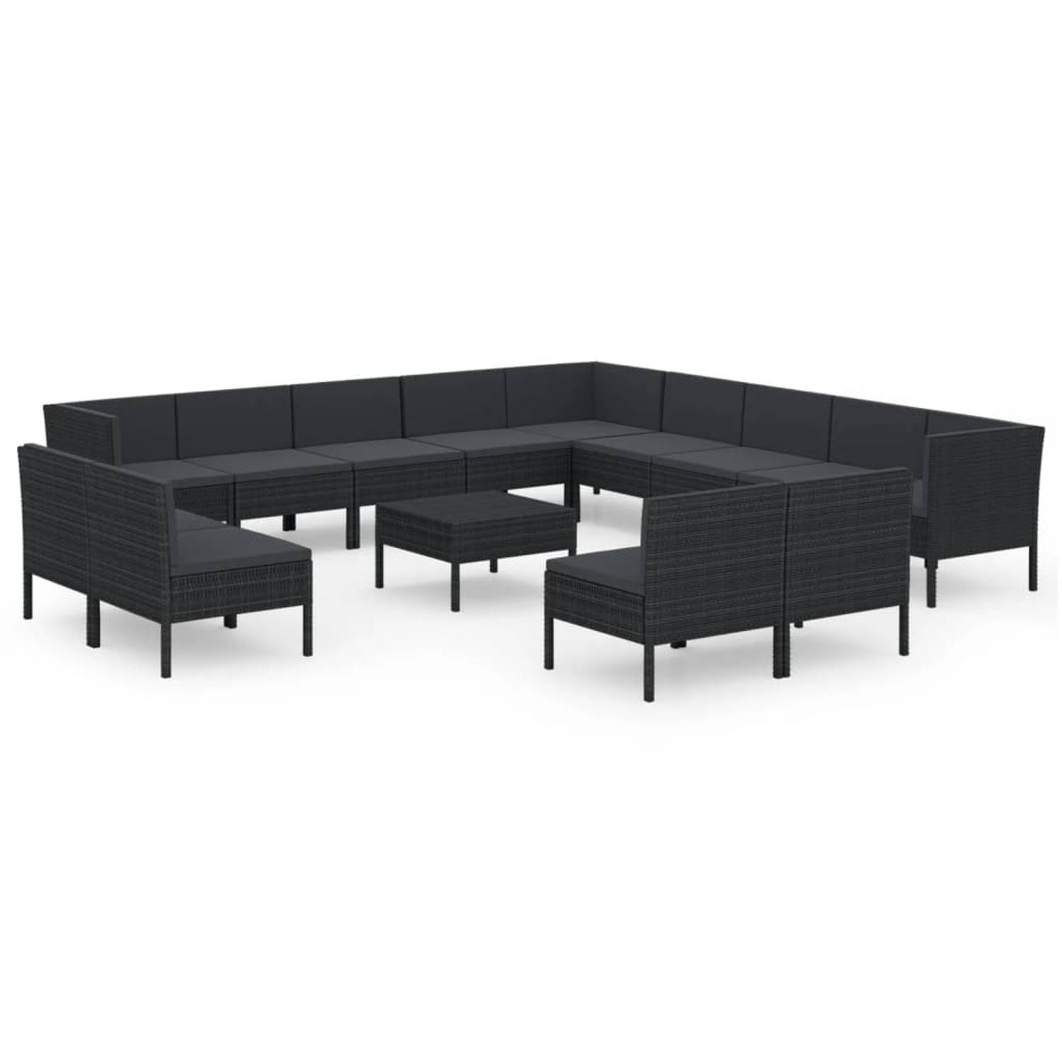 The Living Store Loungeset Modulaire Tuinmeubelset - 60 x 60 x 35 cm - Zwart