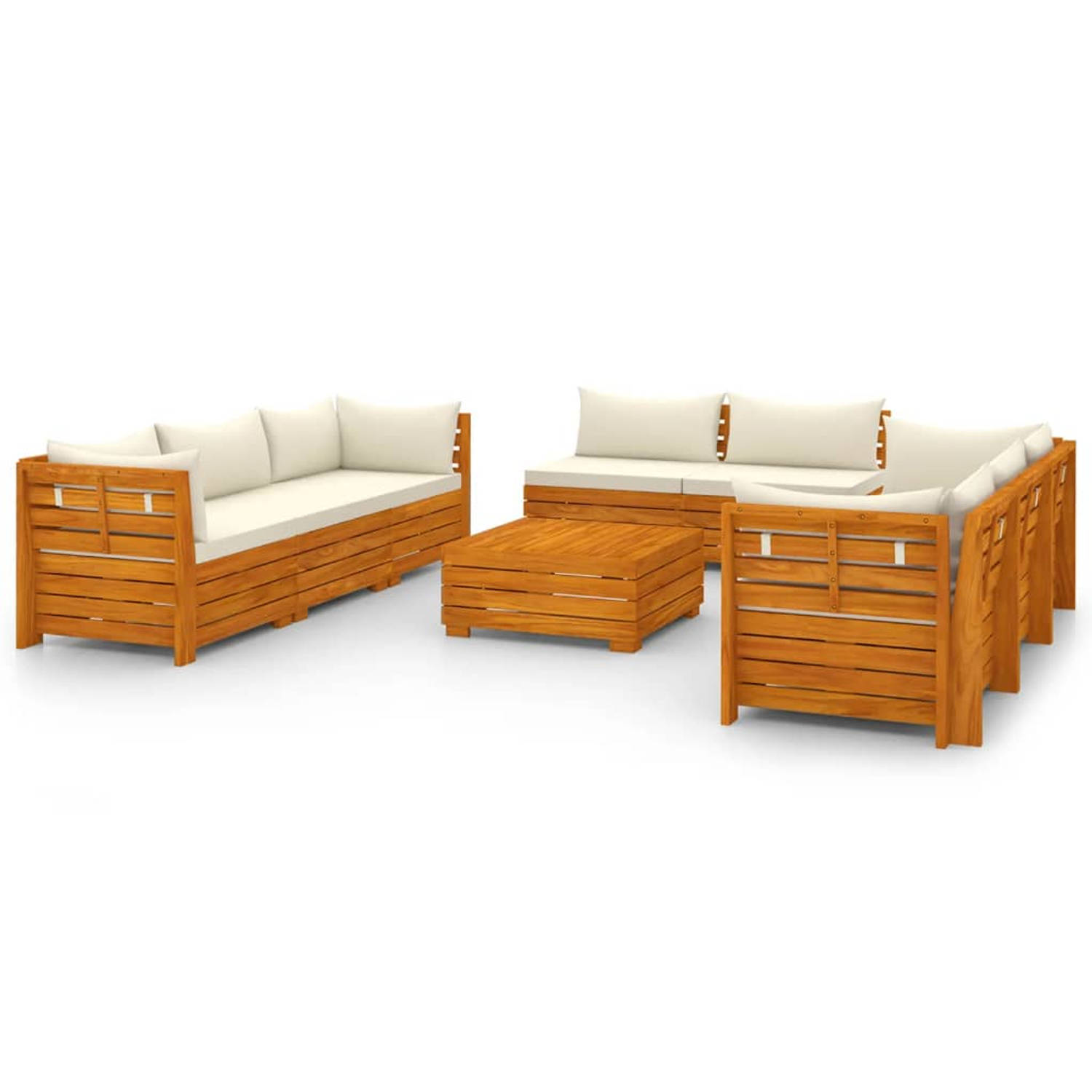 The Living Store 9-delige Loungeset met kussens massief acaciahout - Tuinset