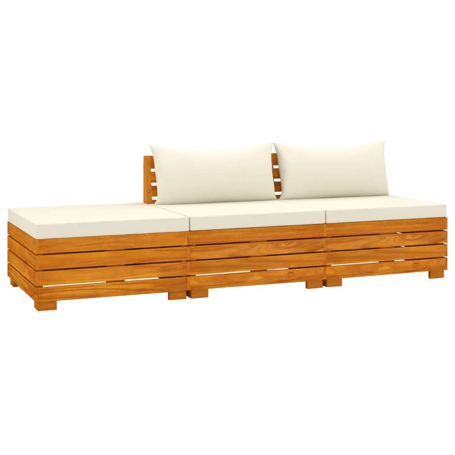 The Living Store Loungeset - Acaciahout - Crèmewit - 68x68x60 cm