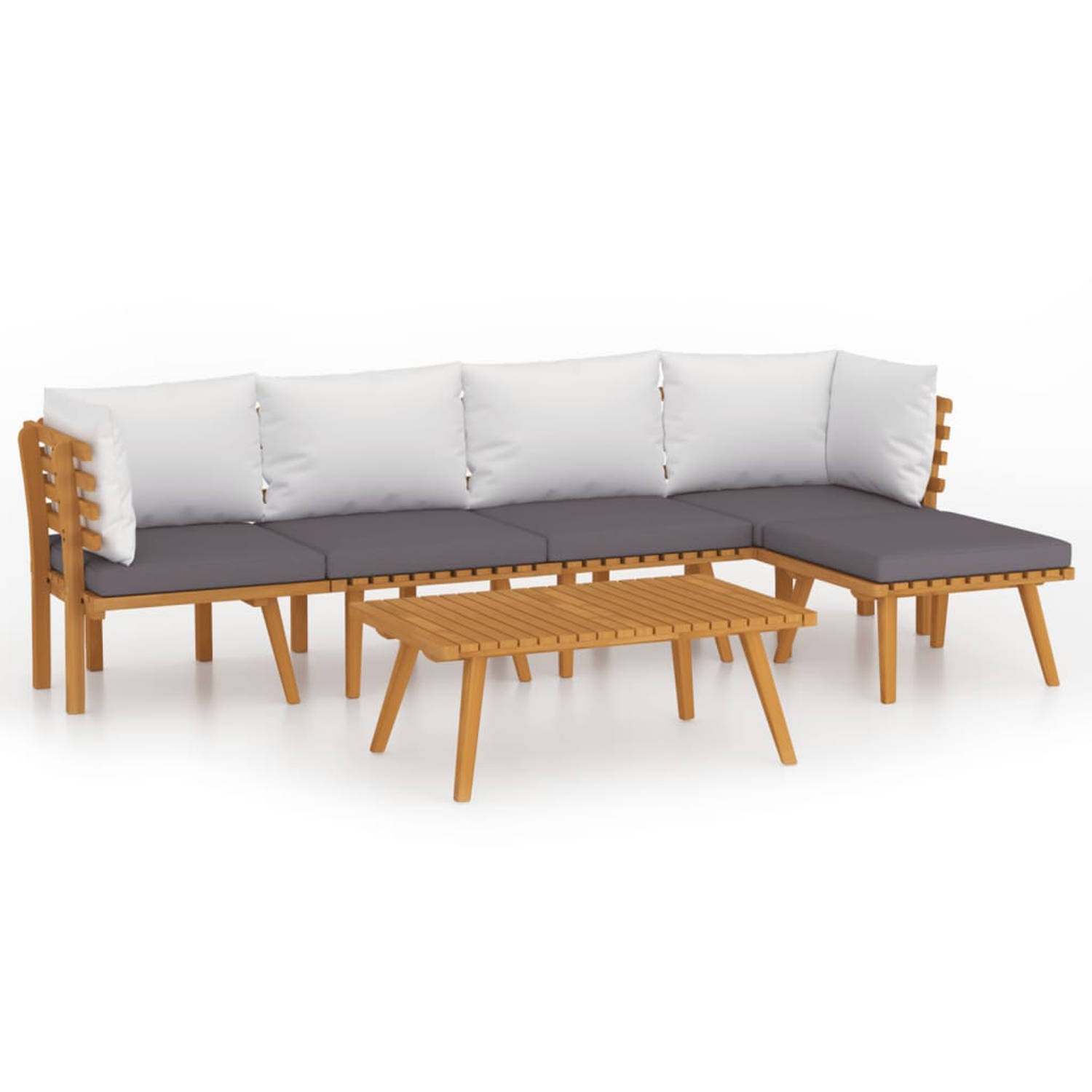 The Living Store Houten Tuinset - Lounge - 6-delig - 90x55x35 cm - Acaciahout en polyester stof