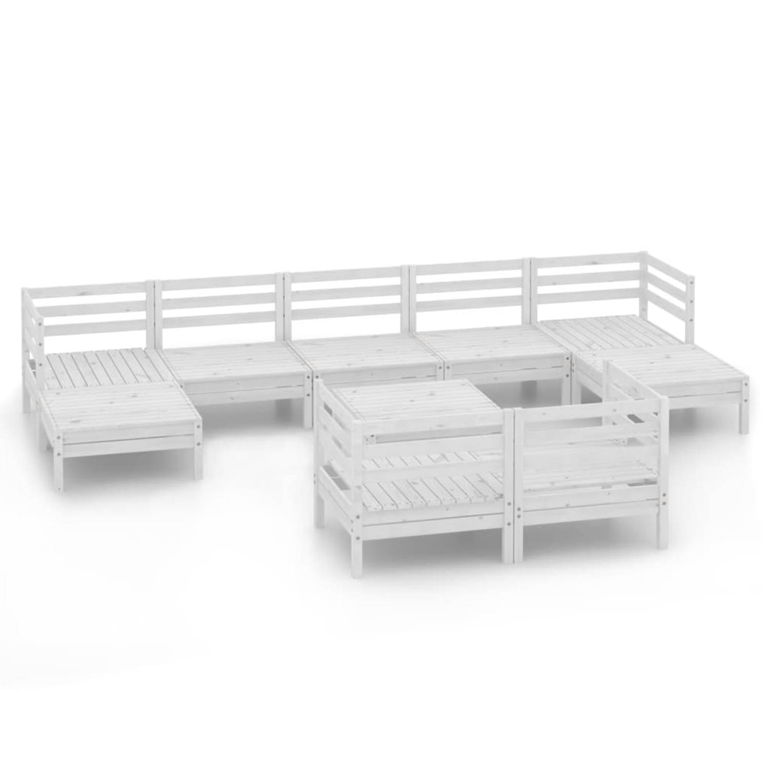 The Living Store Loungeset Pallet - 63.5x63.5x62.5cm - Wit - Massief grenenhout