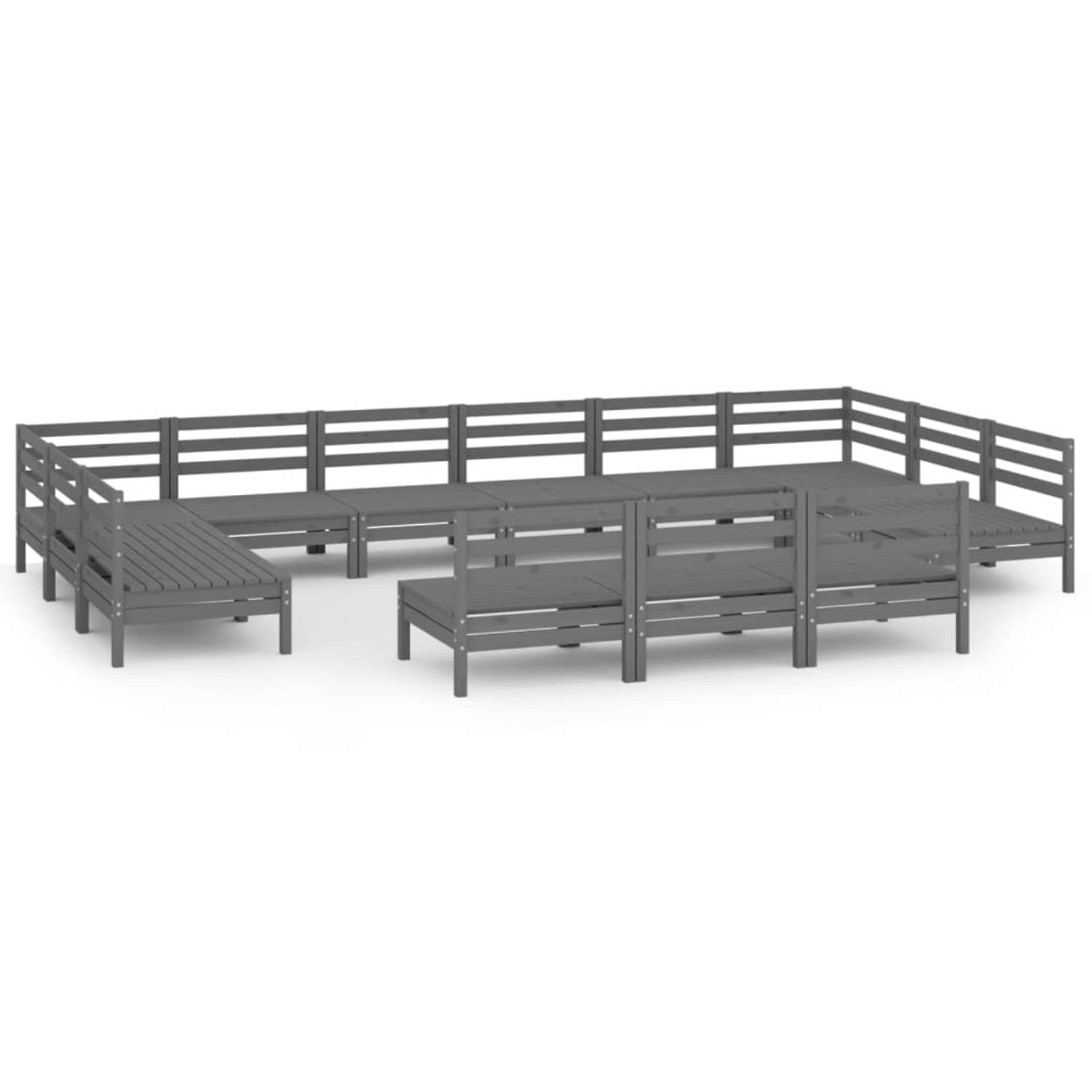 The Living Store Tuinset Pallet - Grijs - 63.5 x 63.5 x 62.5 cm - Massief grenenhout