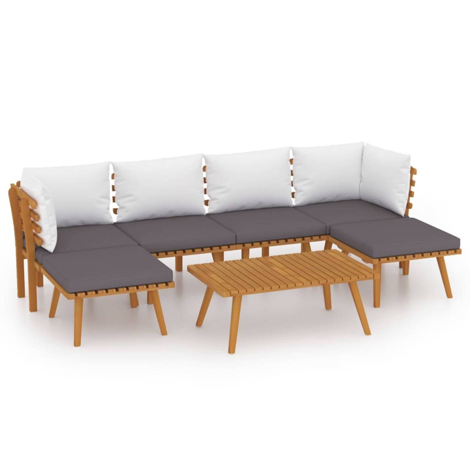 The Living Store 7-delige Loungeset met kussens massief acaciahout - Tuinset