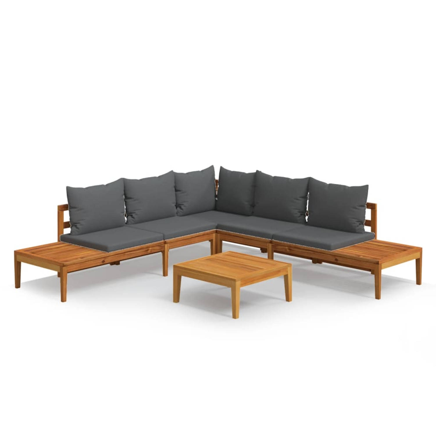 The Living Store Houten Tuin Loungeset - 175x66x60 cm - Donkergrijs kussen - Acaciahout