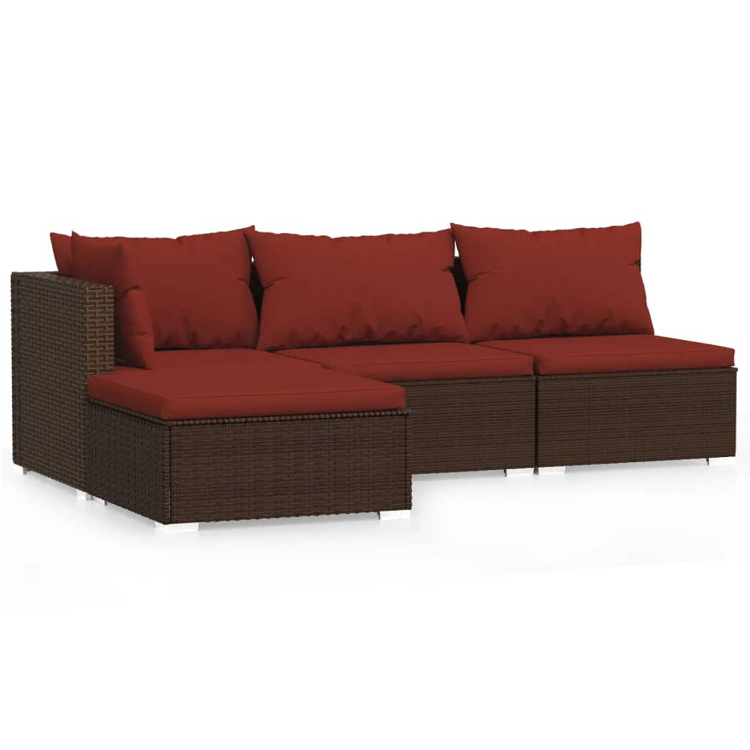 The Living Store Loungeset - Trendy - Tuinmeubelen - 70x70x60.5 cm - Bruin PE-rattan