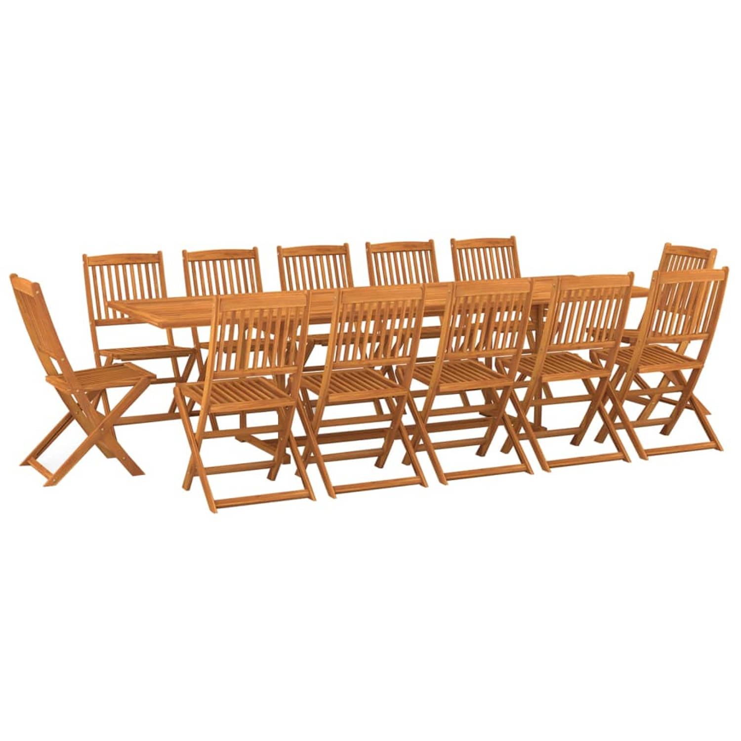 The Living Store Houten Tuinset - Tafel- 280x90x75cm - Stoel- 48.5x57x91cm (BxLxH) - Acaciahout - Inklapbaar - Olieafwerking