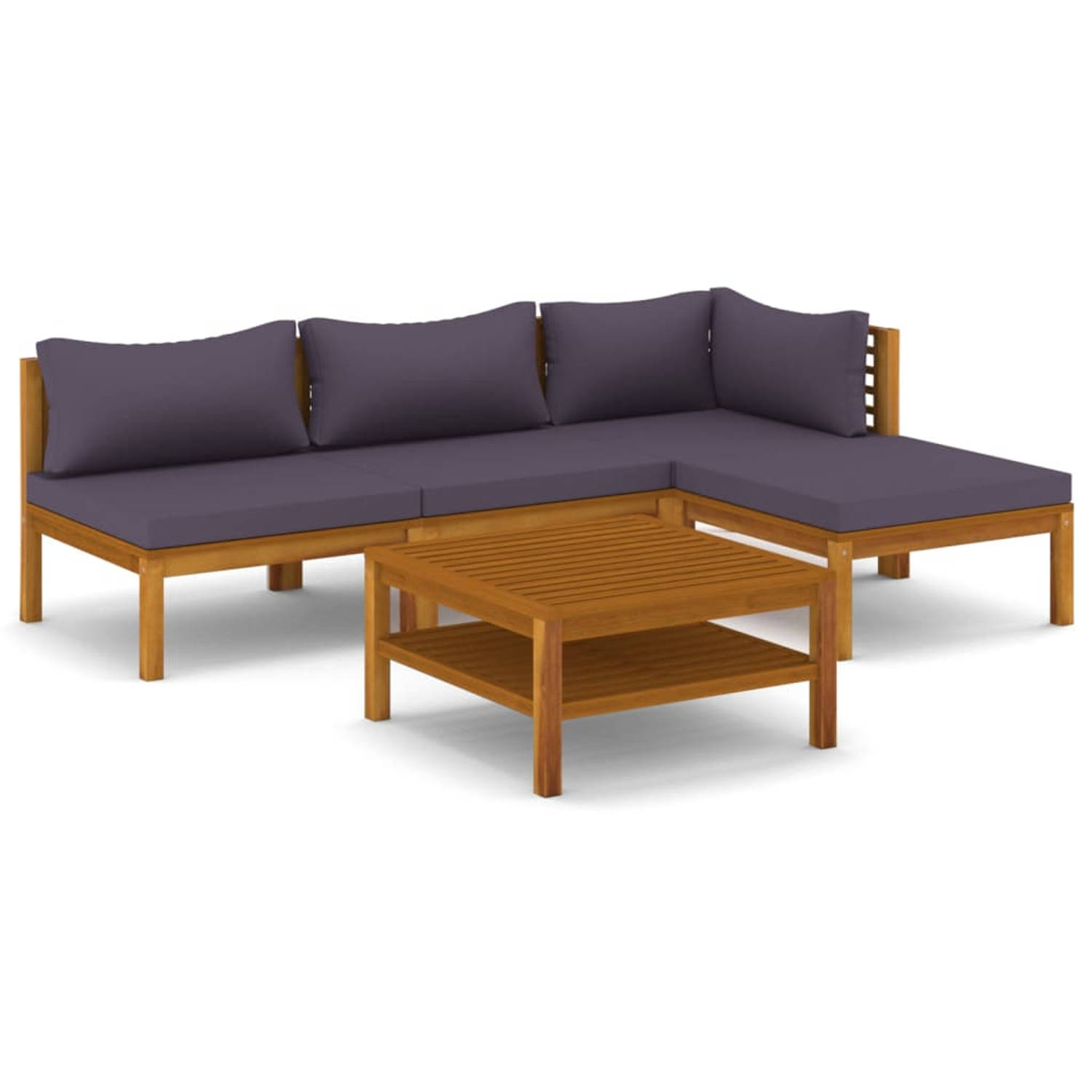 The Living Store 5-delige Loungeset met kussens massief acaciahout - Tuinset