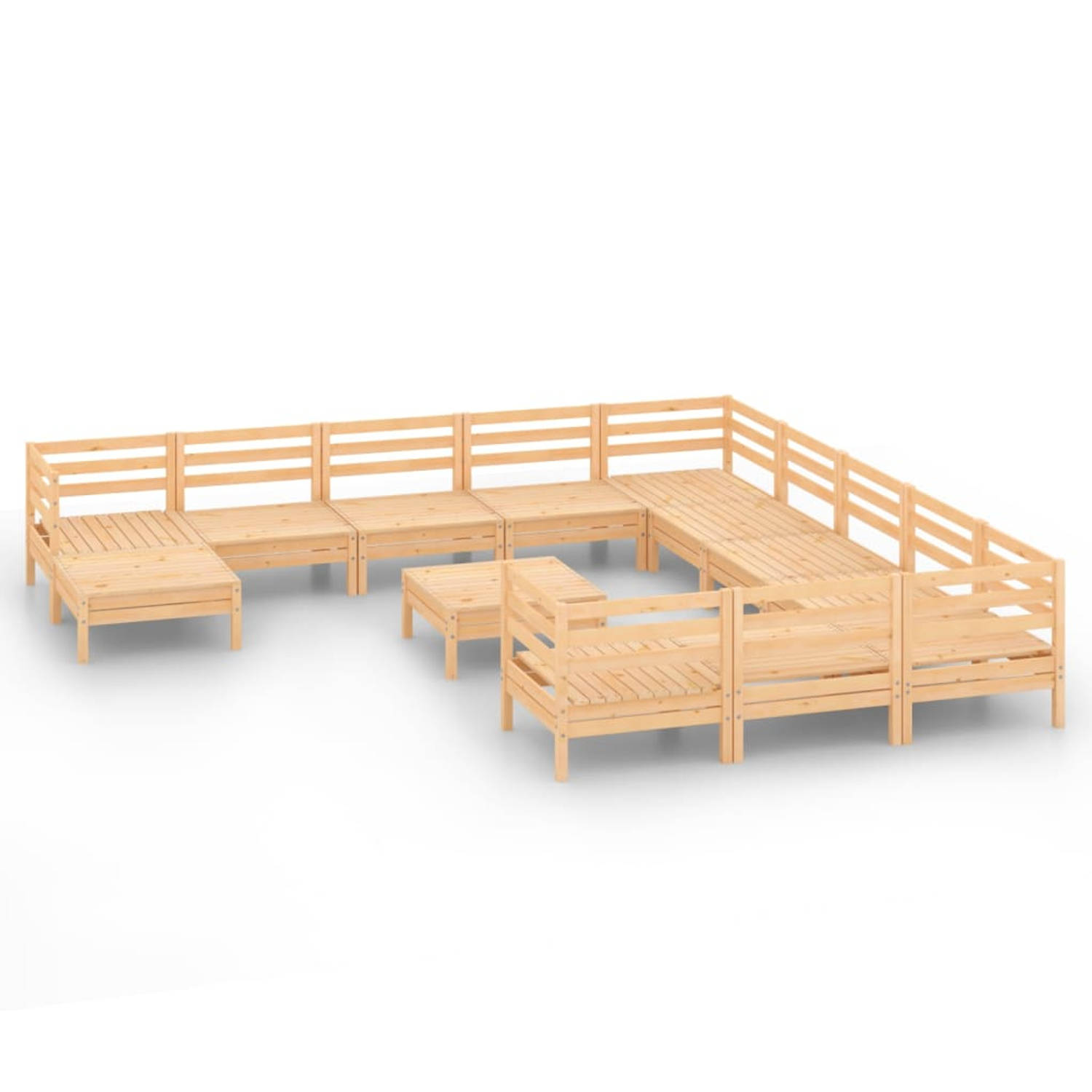 The Living Store Loungeset Pallet - 63.5 x 63.5 x 62.5 cm - Massief grenenhout