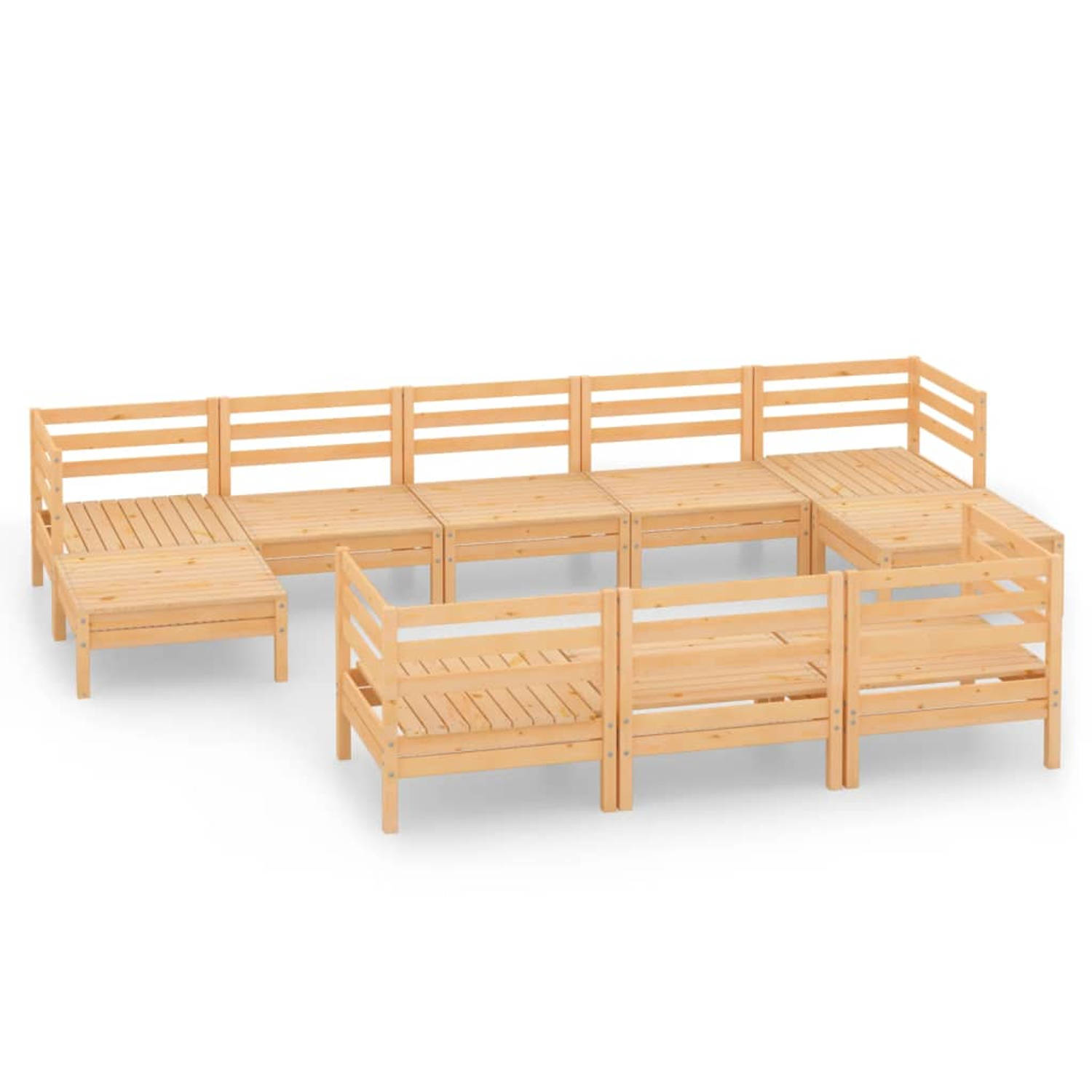 The Living Store Loungeset Pallet Grenenhout - 63.5 x 63.5 x 62.5 cm - Modulair