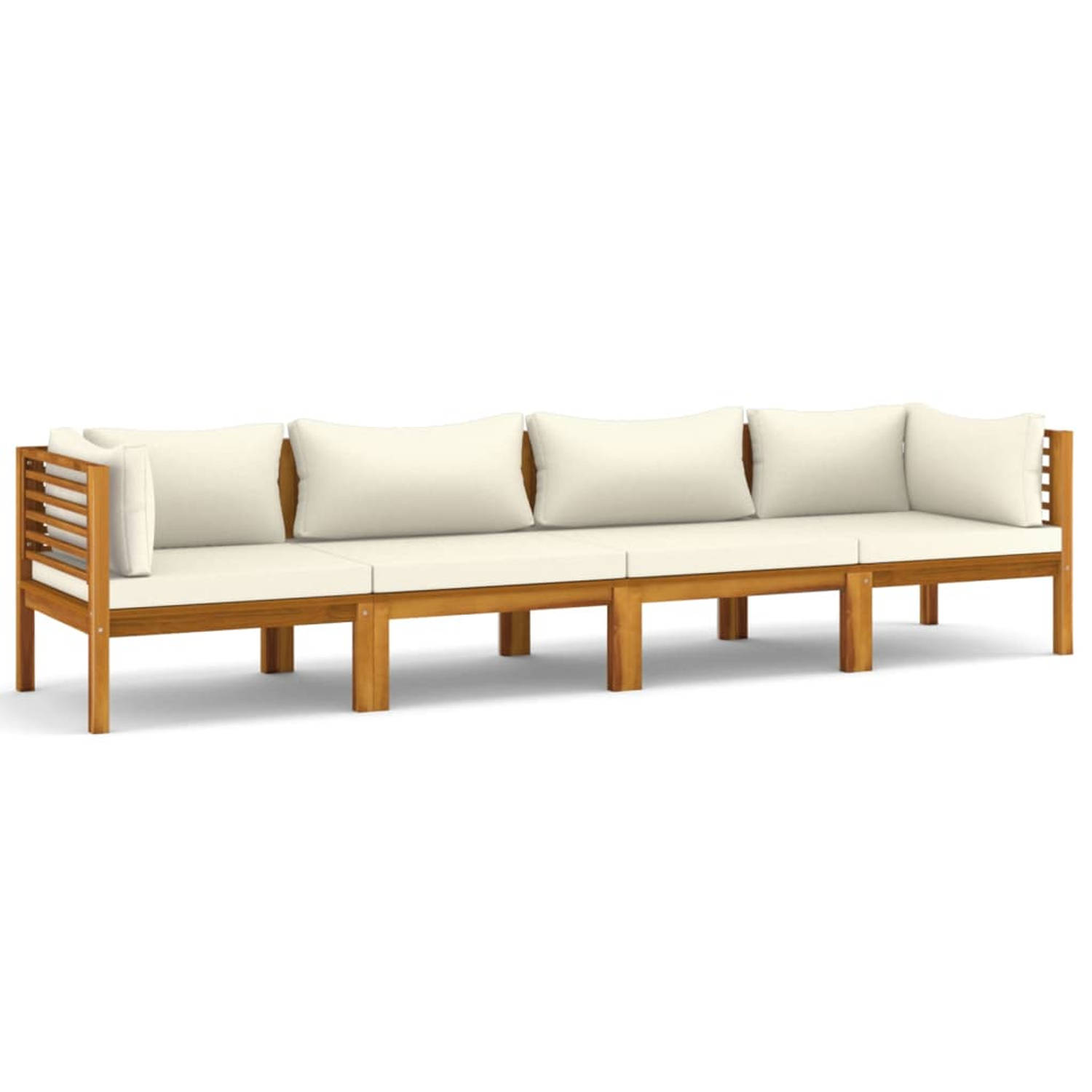 The Living Store Loungeset - Acaciahout - Modulair - Crème - 69x69x62.5 cm