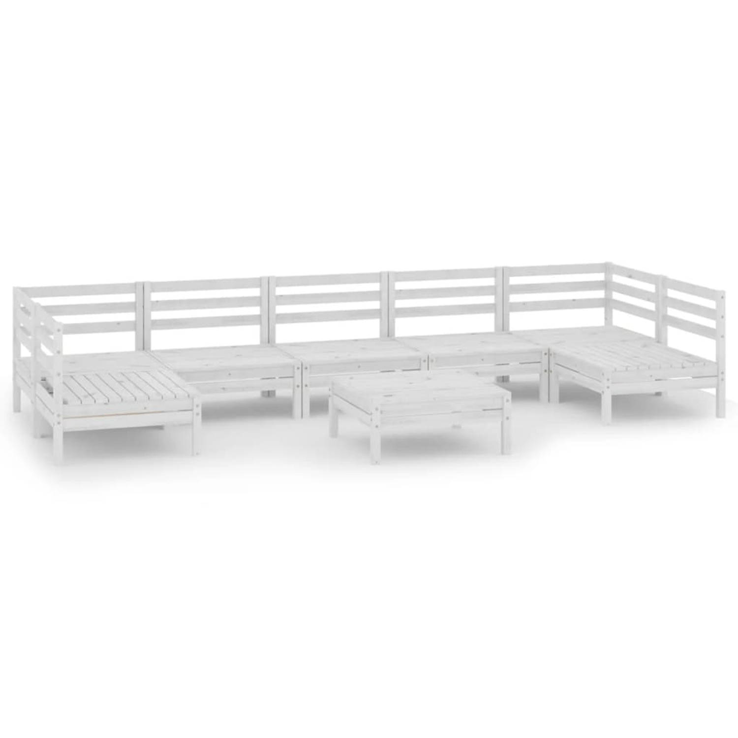 The Living Store loungeset Grenenhout - Wit - 63.5 x 63.5 x 62.5 cm - modulair design