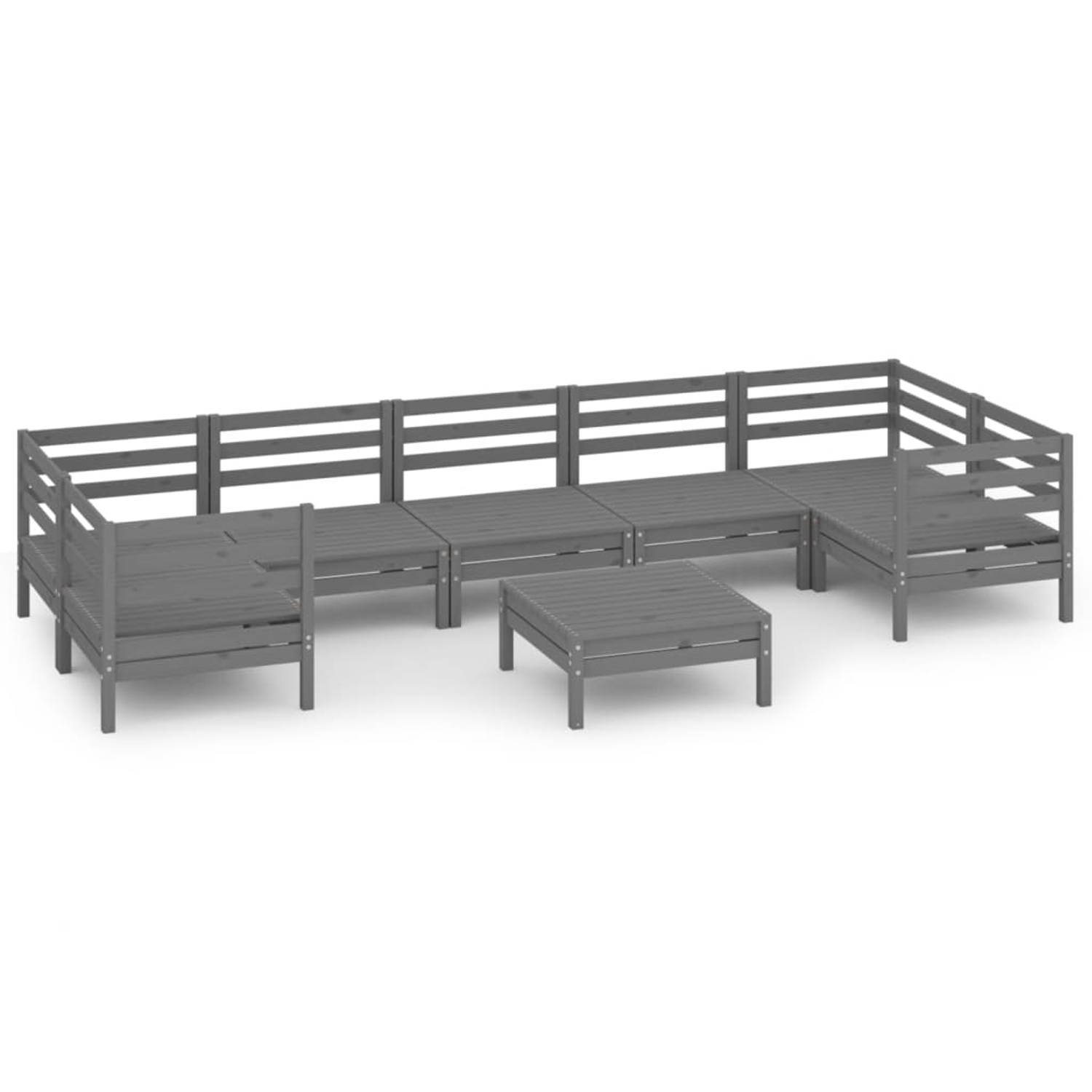 The Living Store Loungeset Pallet Grijs - 63.5 x 63.5 x 62.5 cm - Massief Grenenhout