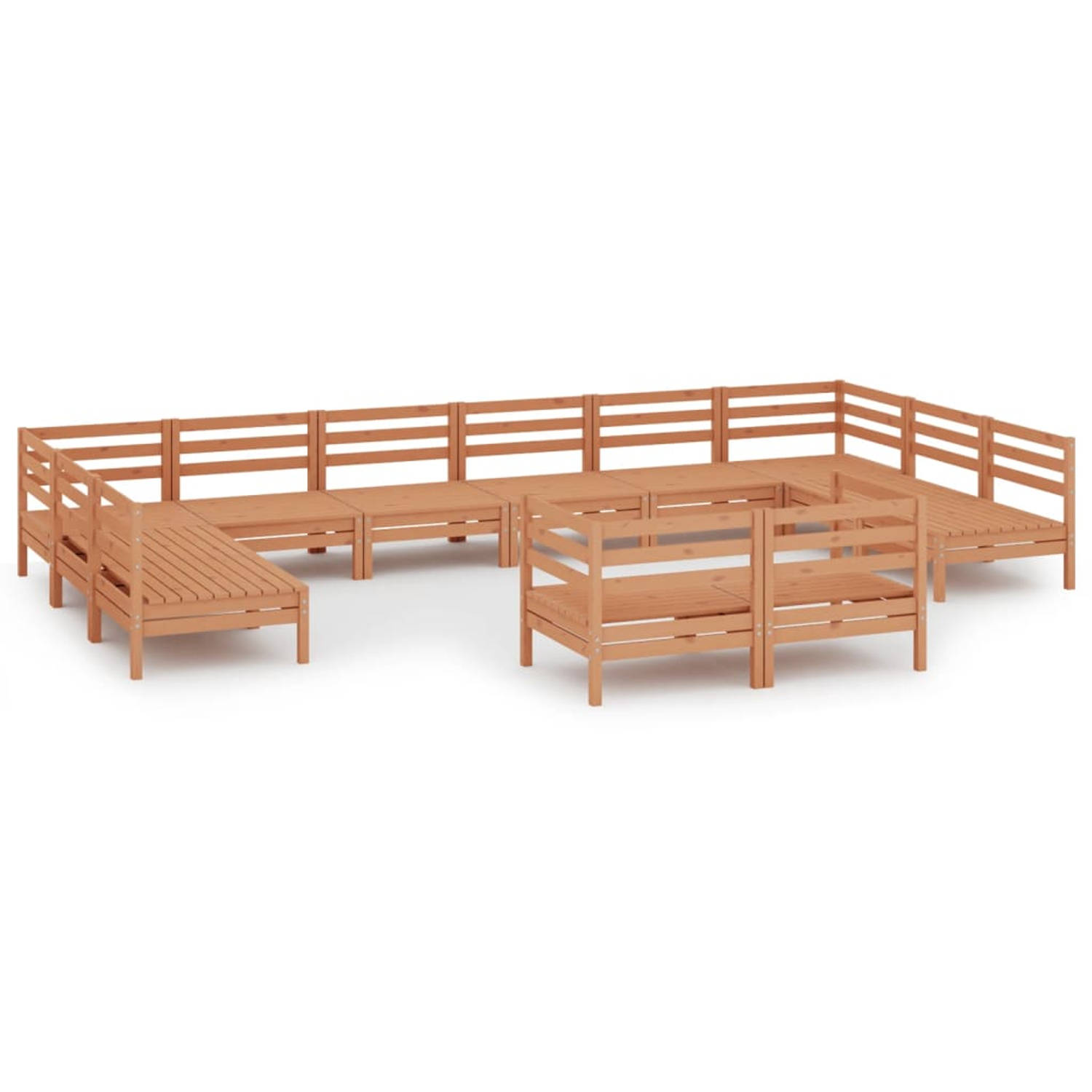 The Living Store 12-delige Loungeset massief grenenhout honingbruin - Tuinset