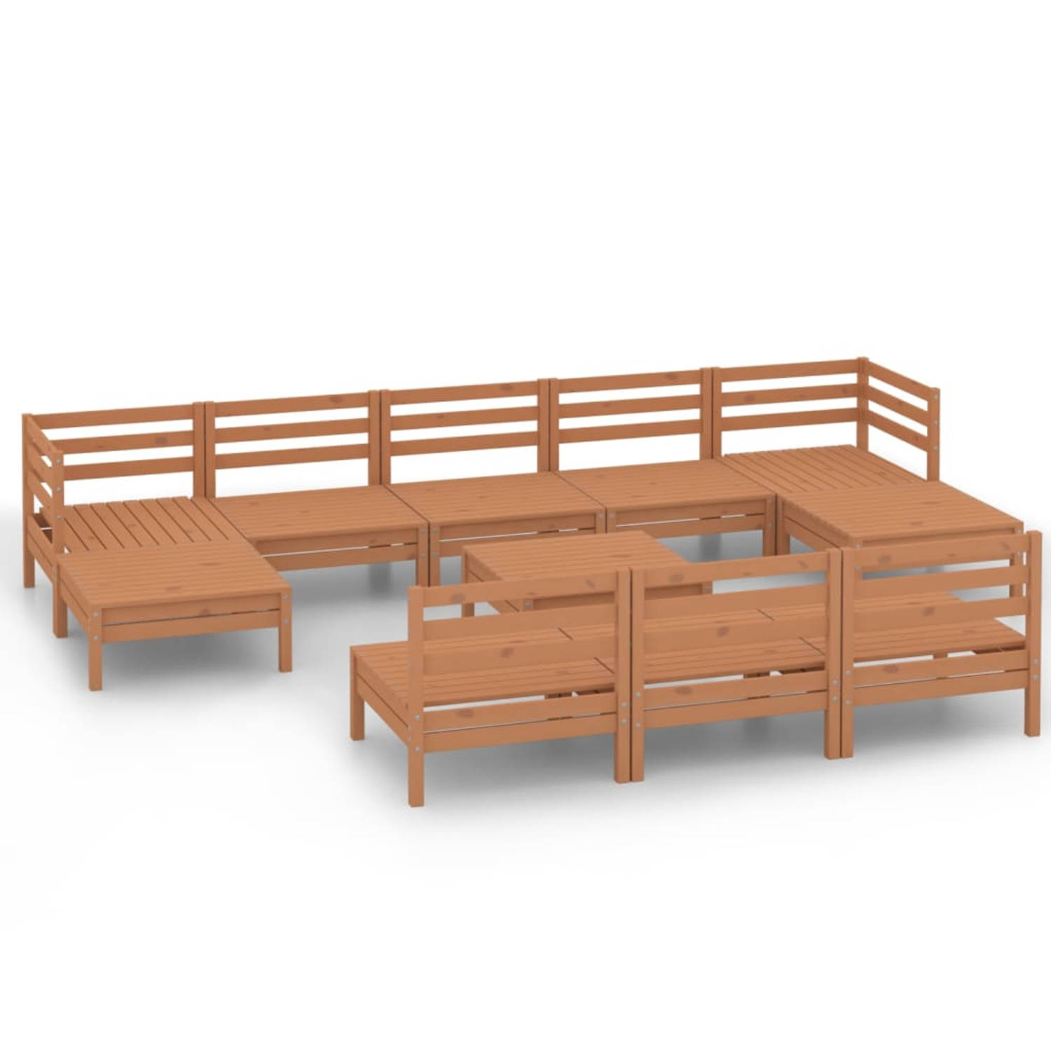 The Living Store 11-delige Loungeset massief grenenhout honingbruin - Tuinset