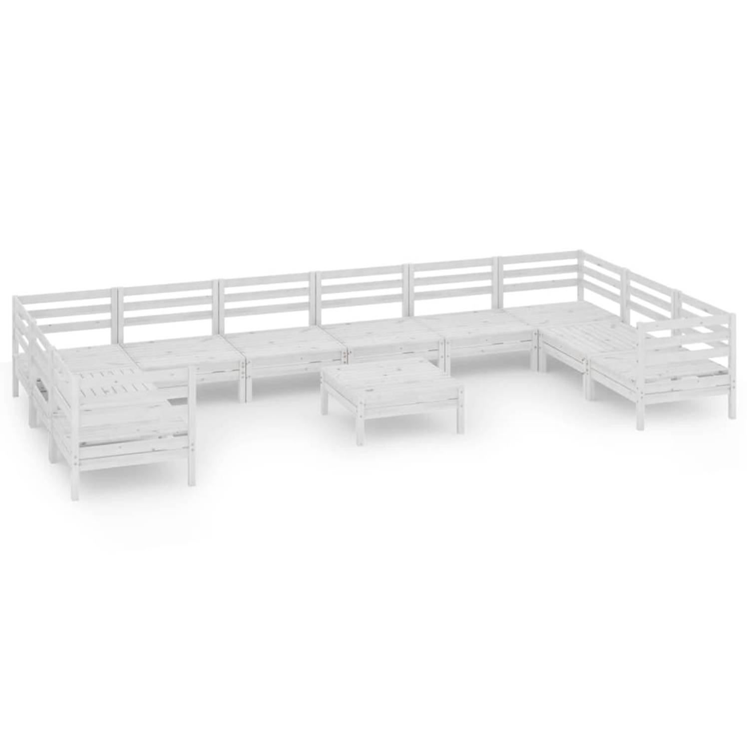 The Living Store Tuinset Grenenhout - Hoekbank - Middenbank - Tafel/Voetenbank - Wit - 63.5x63.5x62.5 cm - Modulair