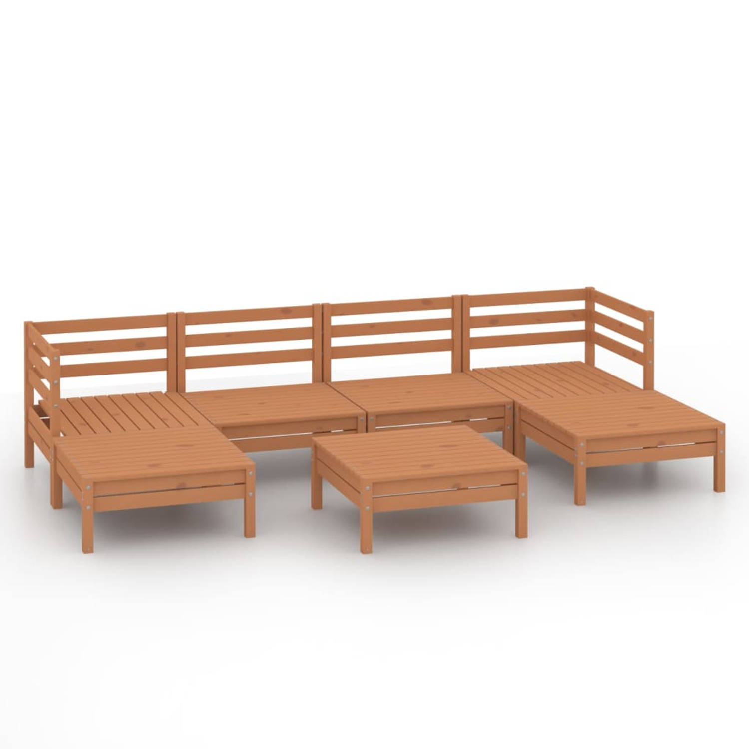 The Living Store Tuinset Pallet - Hoek/middenbank 63.5x63.5x62.5cm - Tafel/voetenbank 63.5x63.5x28.5cm - Massief grenenhout