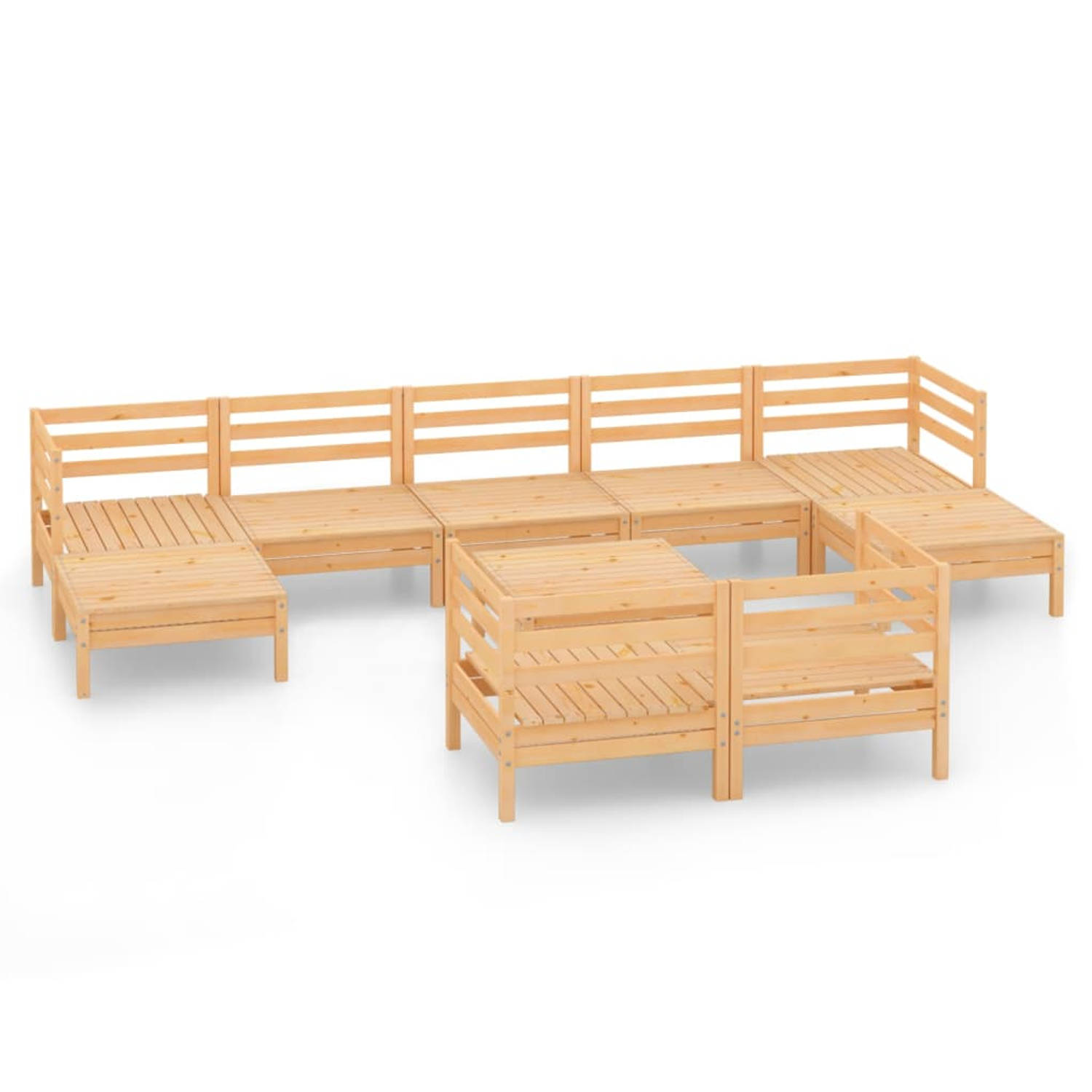 The Living Store Loungeset Pallet Grenenhout - 63.5x63.5x62.5 cm - Modulair