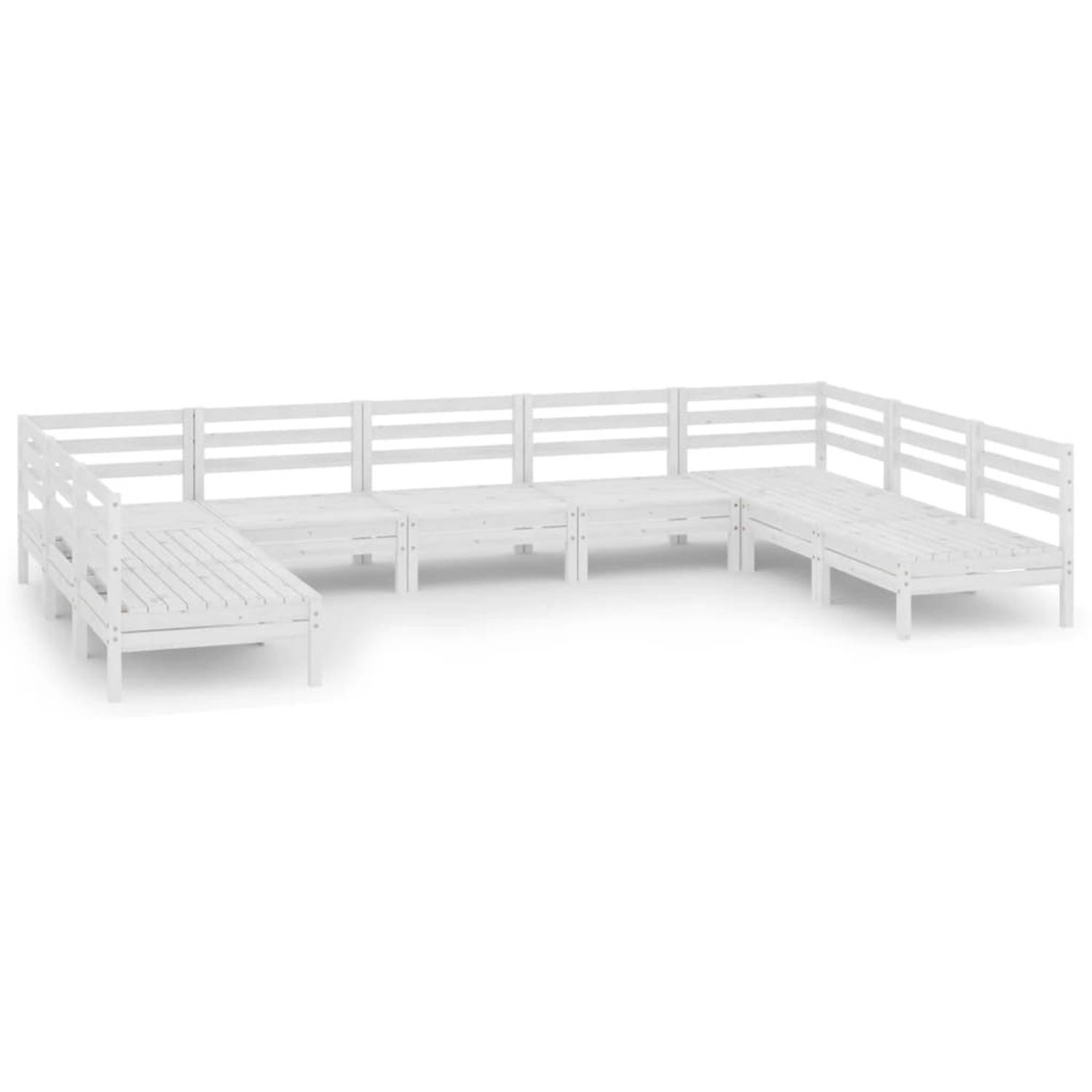 The Living Store Loungeset Pallet - 63.5 x 63.5 x 62.5 cm - Massief grenenhout - Wit