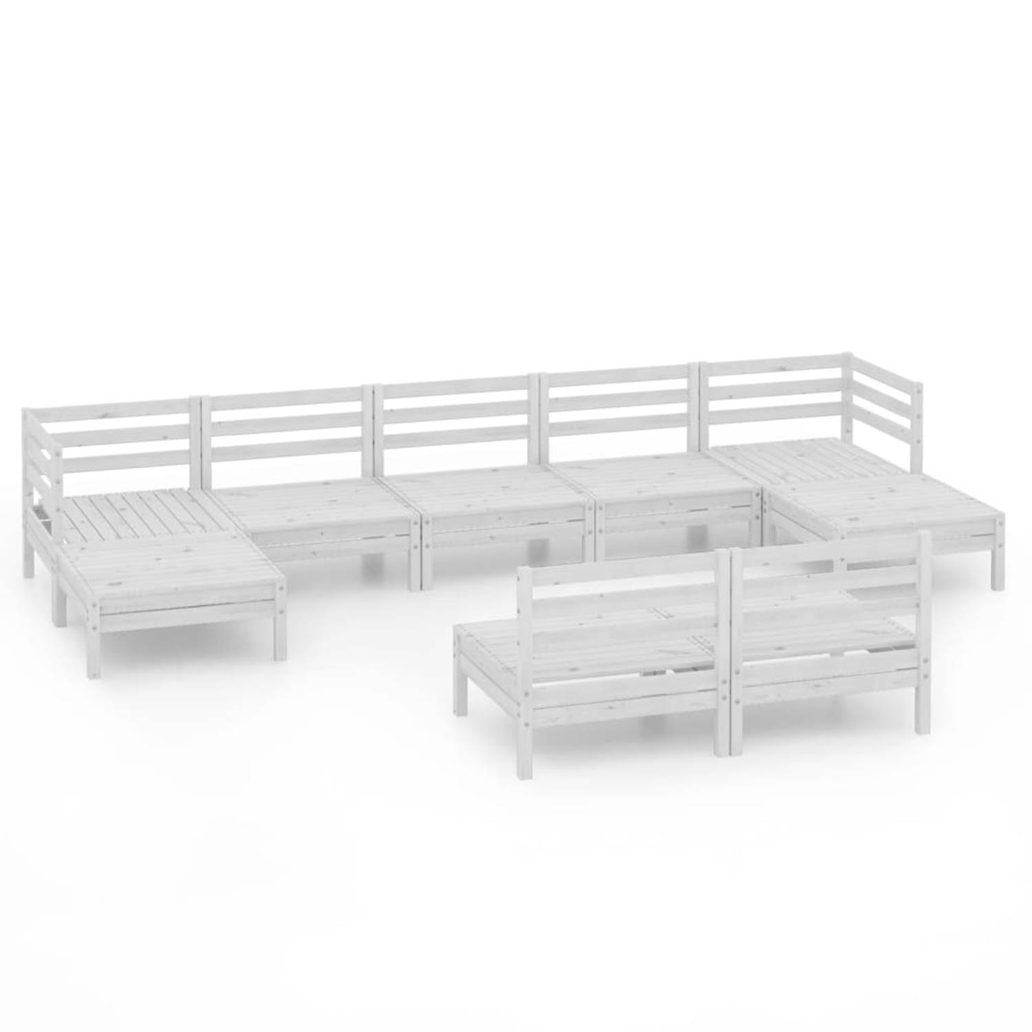 The Living Store Loungeset Pallet - Grenenhout - Wit - 63.5x63.5x62.5 cm - Modulair Design