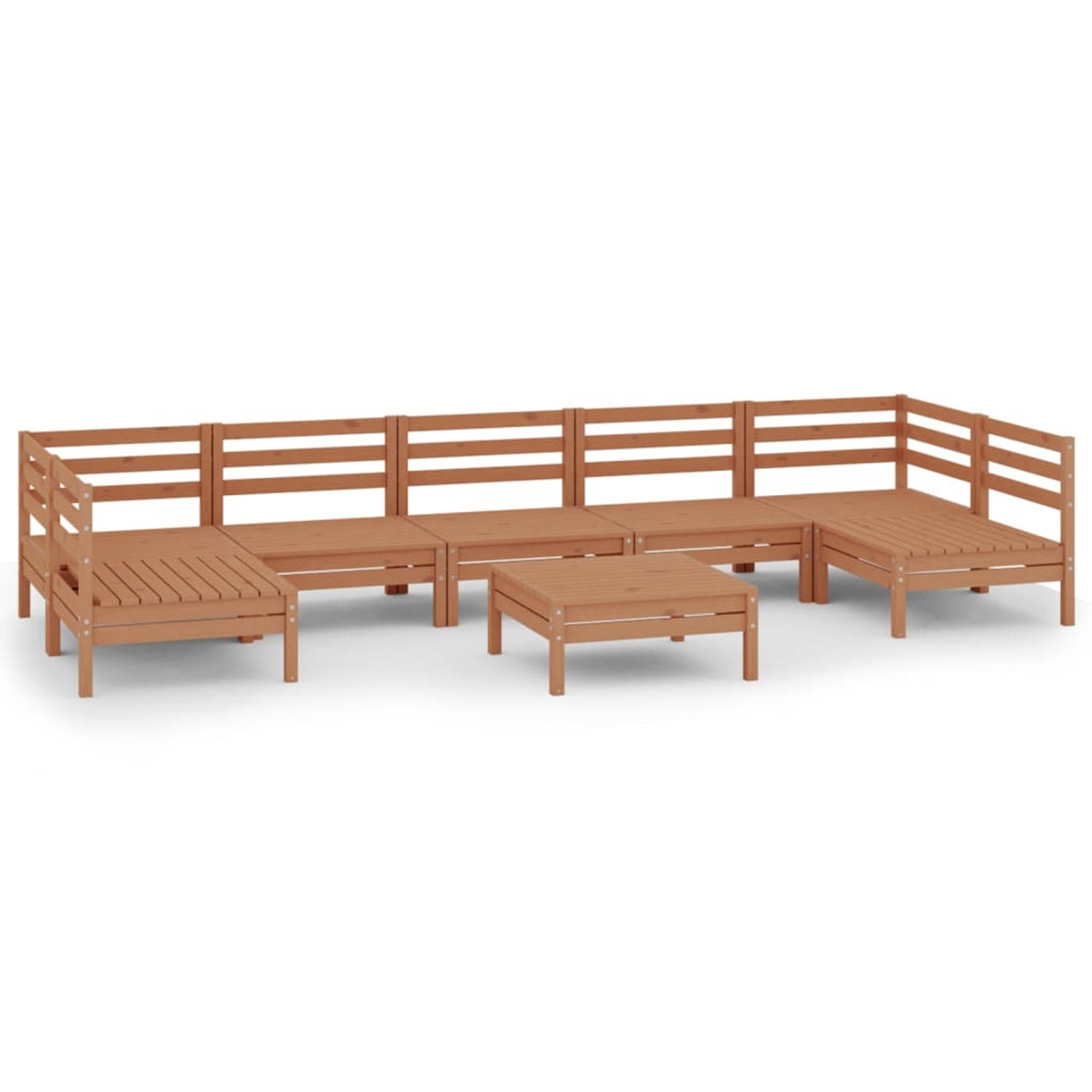 The Living Store Loungeset Grenenhout - Hoek/Middenbank 63.5x63.5x62.5cm - Tafel/Voetenbank 63.5x63.5x28.5cm