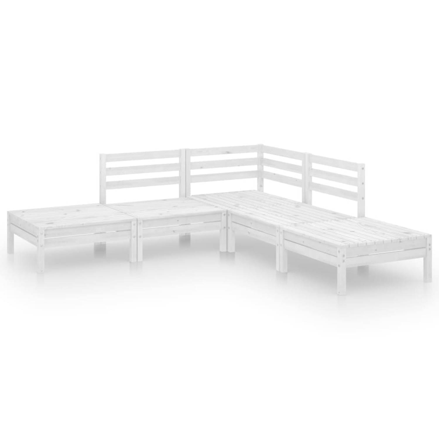 The Living Store Loungeset - Grenenhout - Wit - 63.5 x 63.5 x 62.5 cm