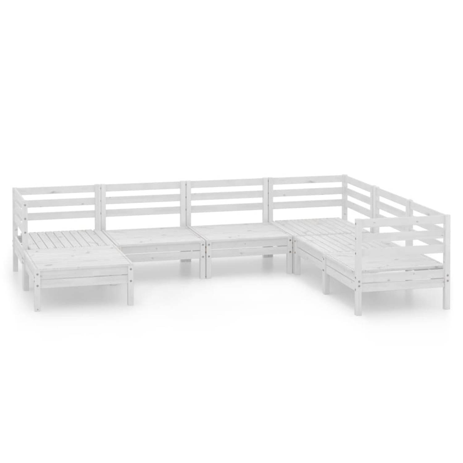 The Living Store Loungeset Pallet - 63.5 x 63.5 x 62.5 cm - Wit - Massief grenenhout