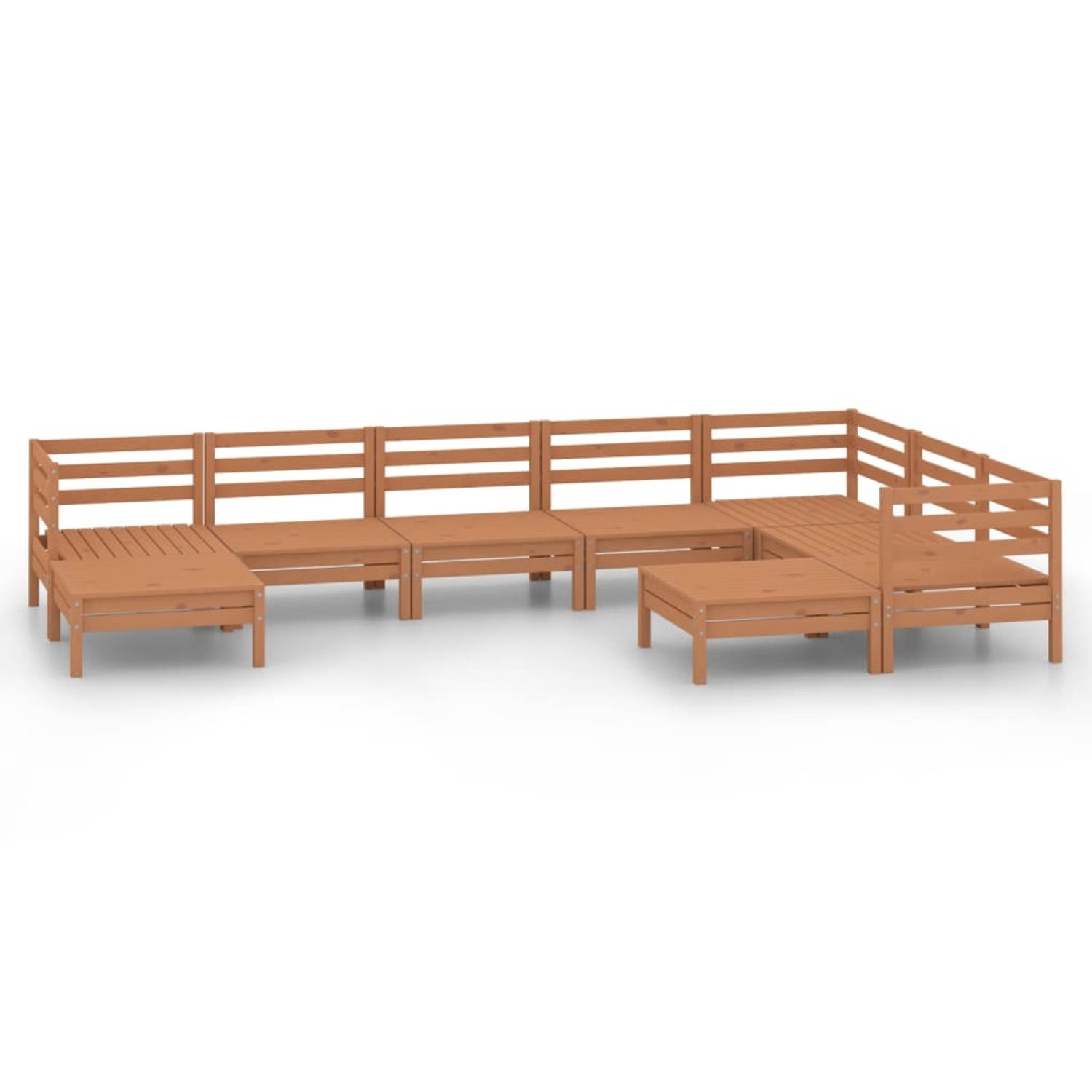 The Living Store Houten Tuinset - Hoekbank Middenbank Voetenbank - 63.5 x 63.5 x 62.5 cm - Honingbruin