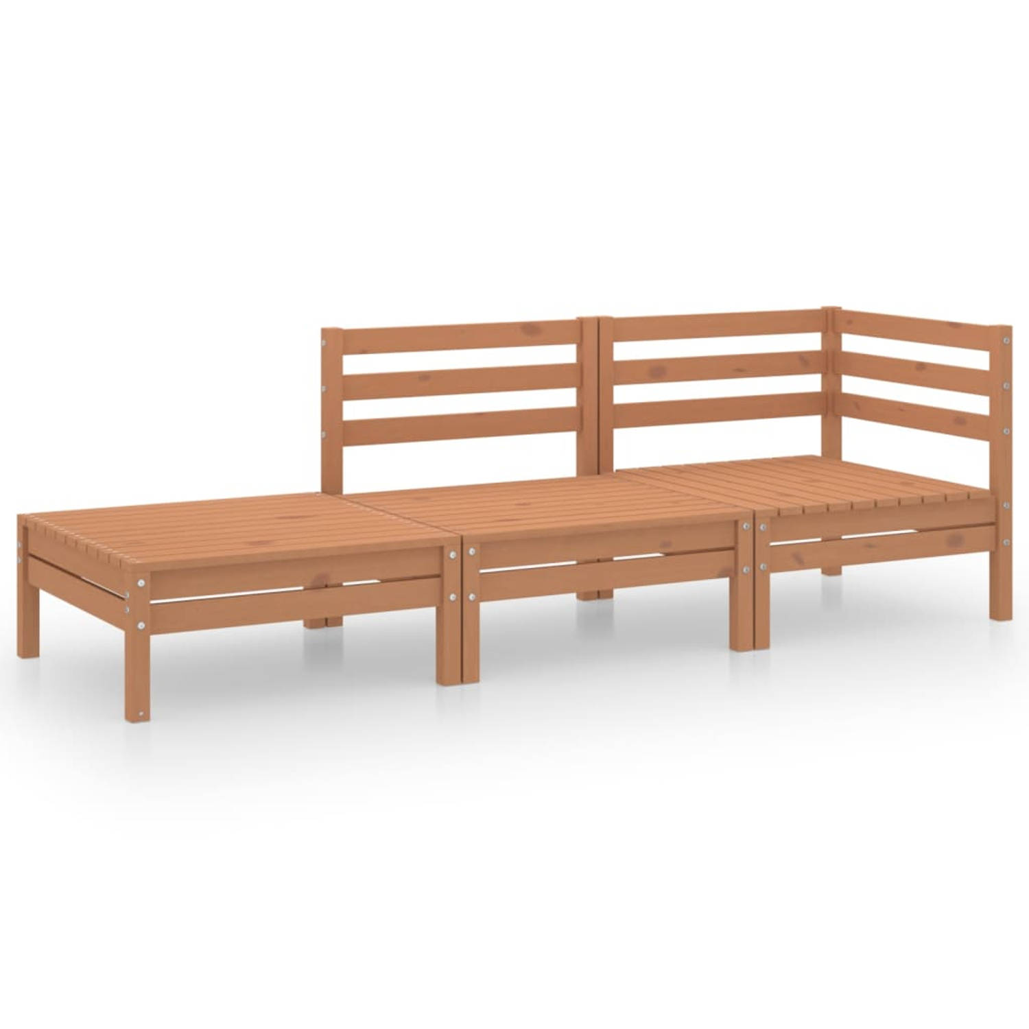 The Living Store 3-delige Loungeset massief grenenhout honingbruin - Tuinset