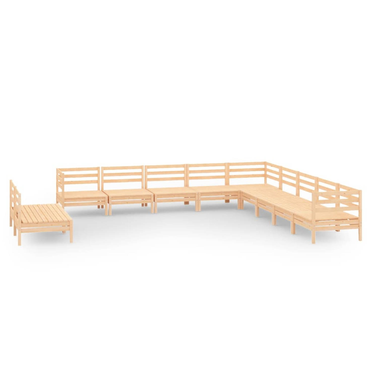 The Living Store Houten Tuinmeubelset - 63.5 x 63.5 x 62.5 cm - Grenenhout - Modulair