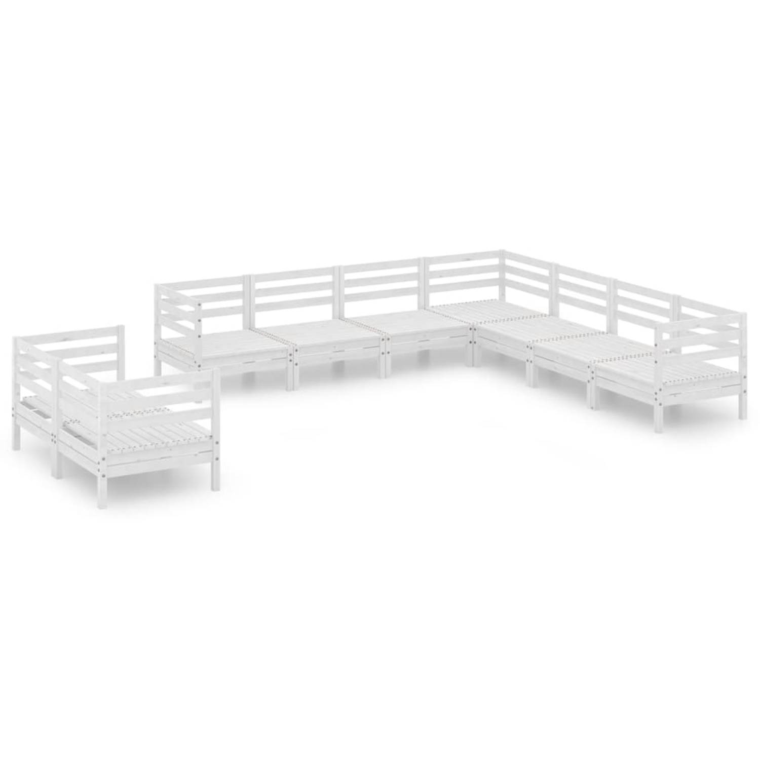 The Living Store Loungeset Pallet Grenenhout - 63.5x63.5x62.5 cm - Wit