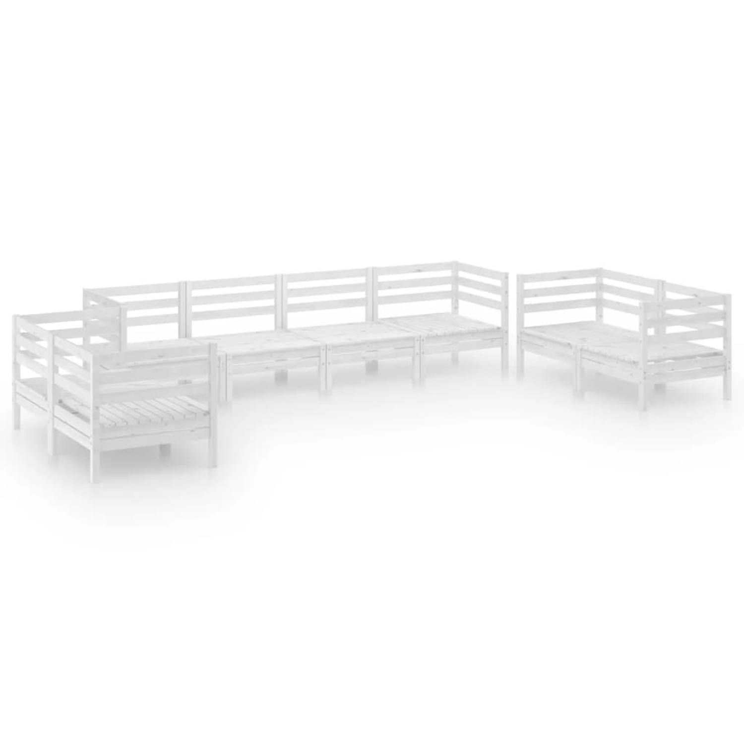 The Living Store Loungeset Grenenhout - Wit - 63.5 x 63.5 x 62.5 cm - Modulair