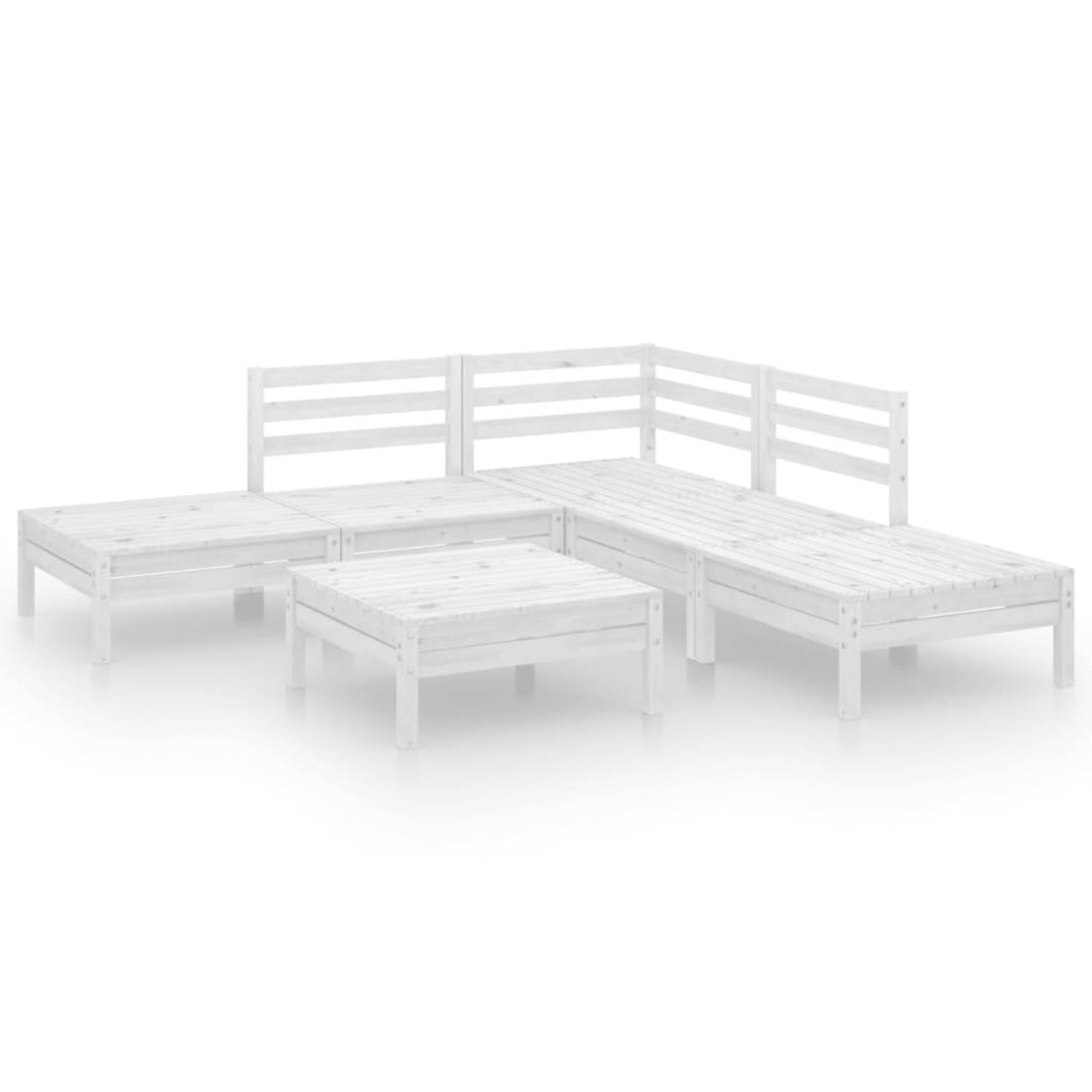 The Living Store Tuinset - Grenenhout - Wit - 63.5x63.5x62.5 cm - modulair