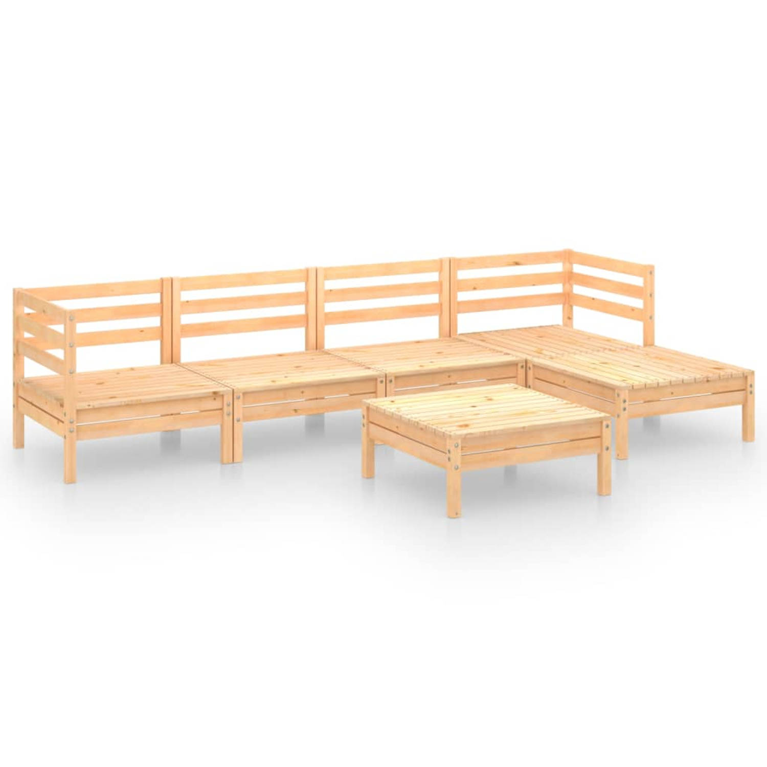 The Living Store Tuinmeubelset Pallet Grenenhout - 63.5 x 63.5 x 62.5 cm - Modulair Design